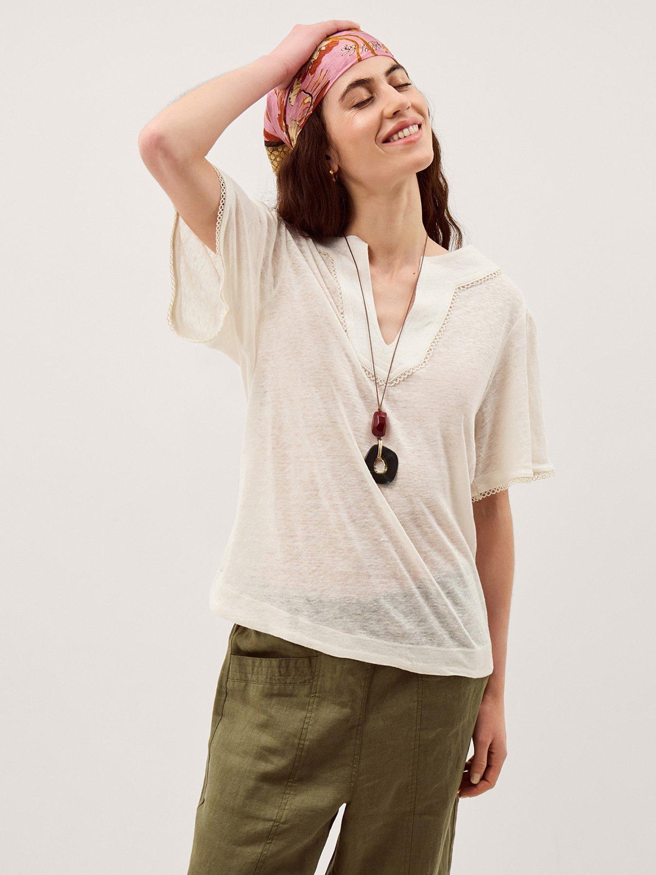 Monsoon Logan Linen T Shirt - White