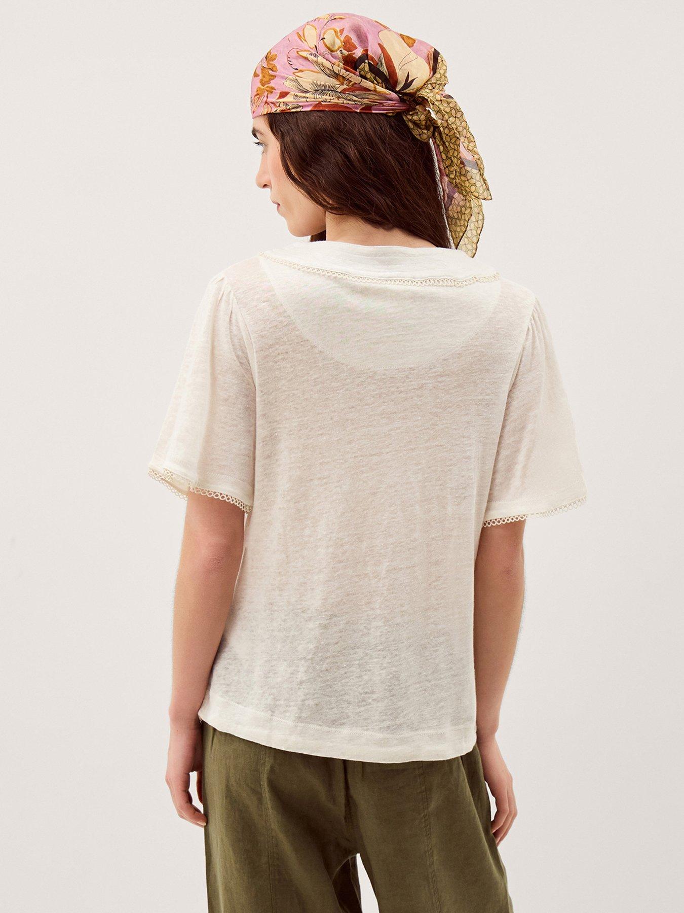  image of monsoon-logan-linen-t-shirt-white