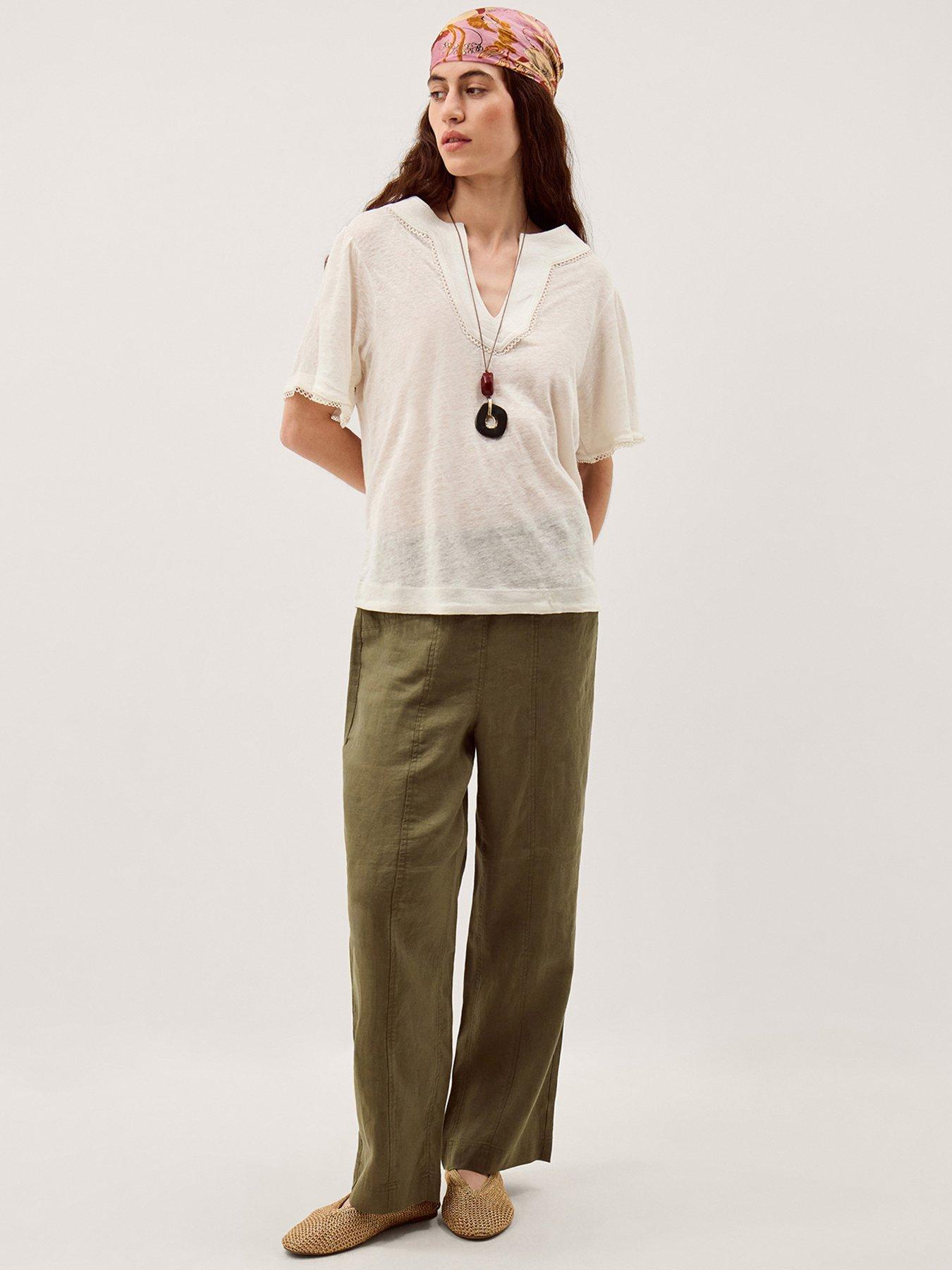  image of monsoon-logan-linen-t-shirt-white