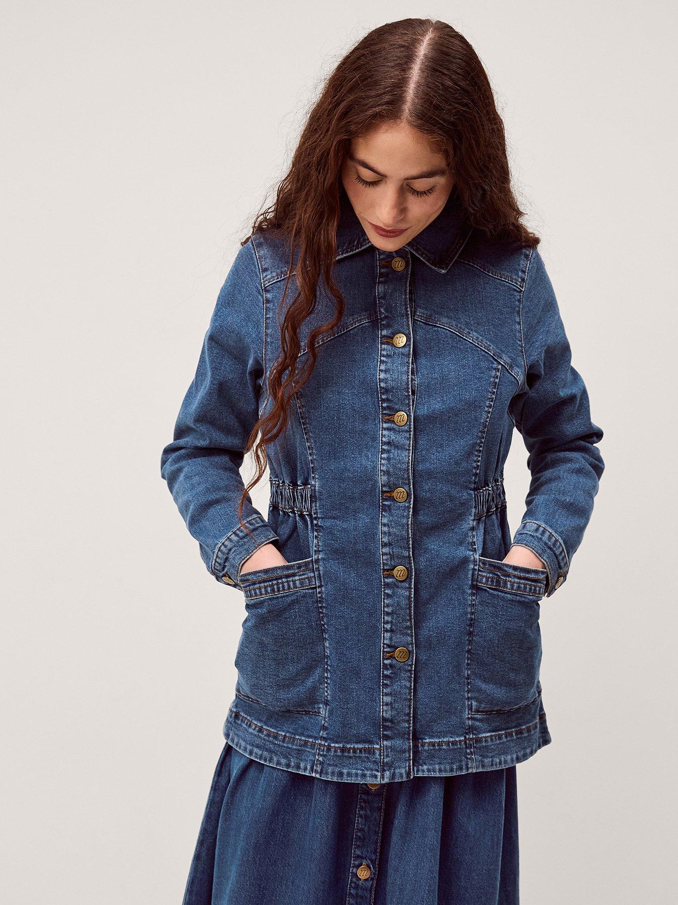 Monsoon Mabel Longline Jacket - Blue