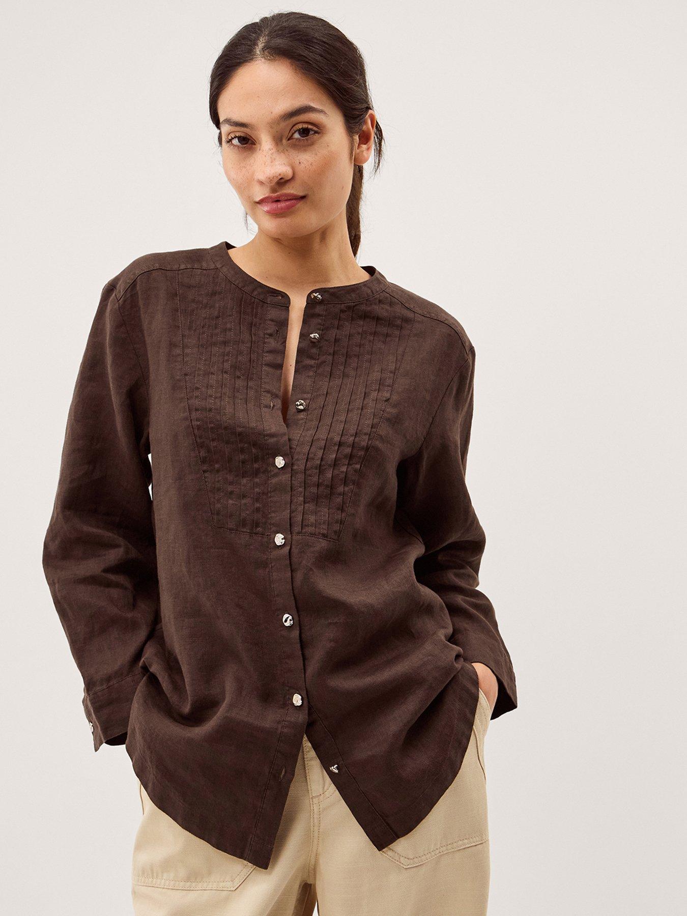  image of monsoon-clo-linen-shirt-brown