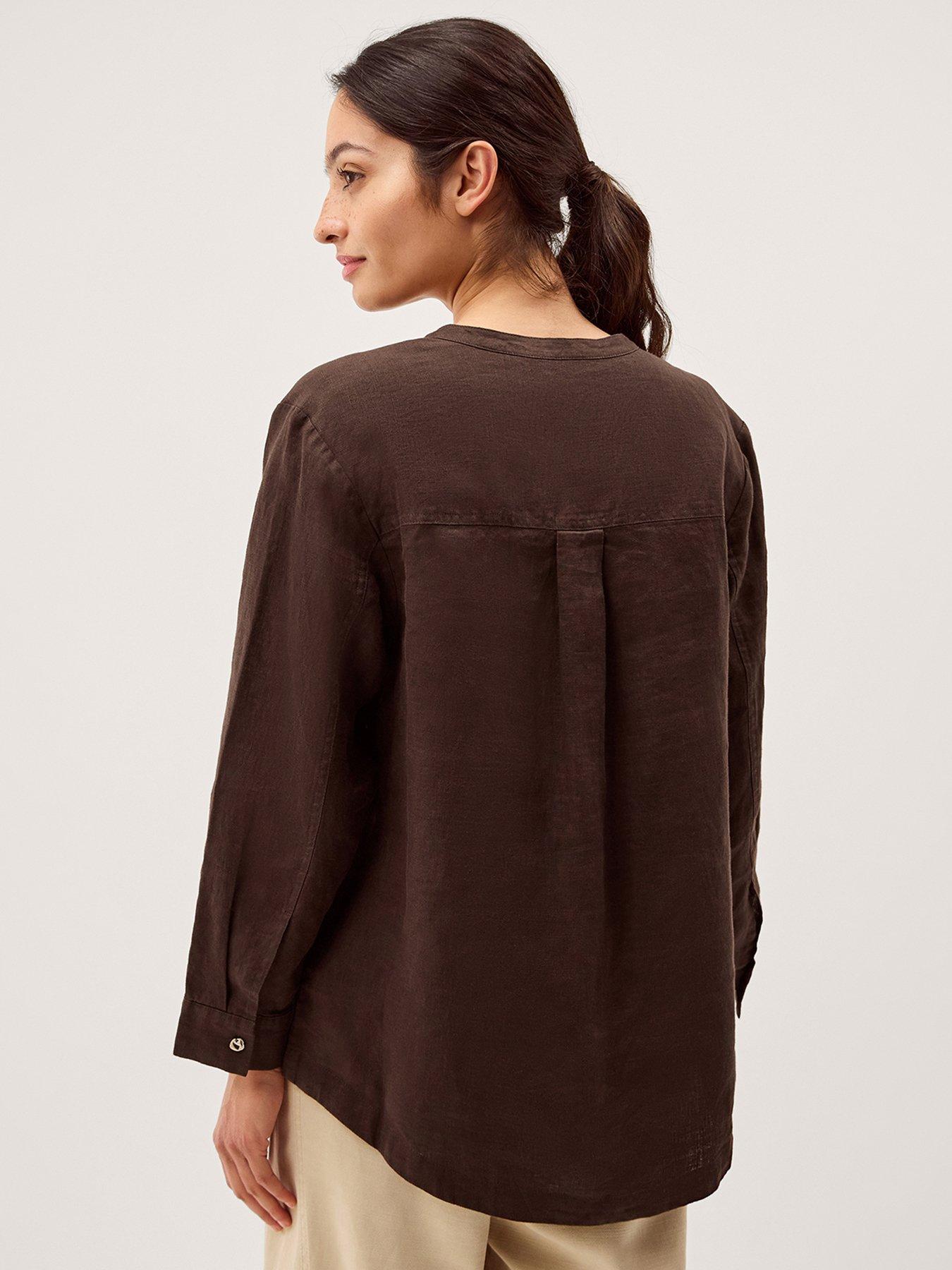  image of monsoon-clo-linen-shirt-brown