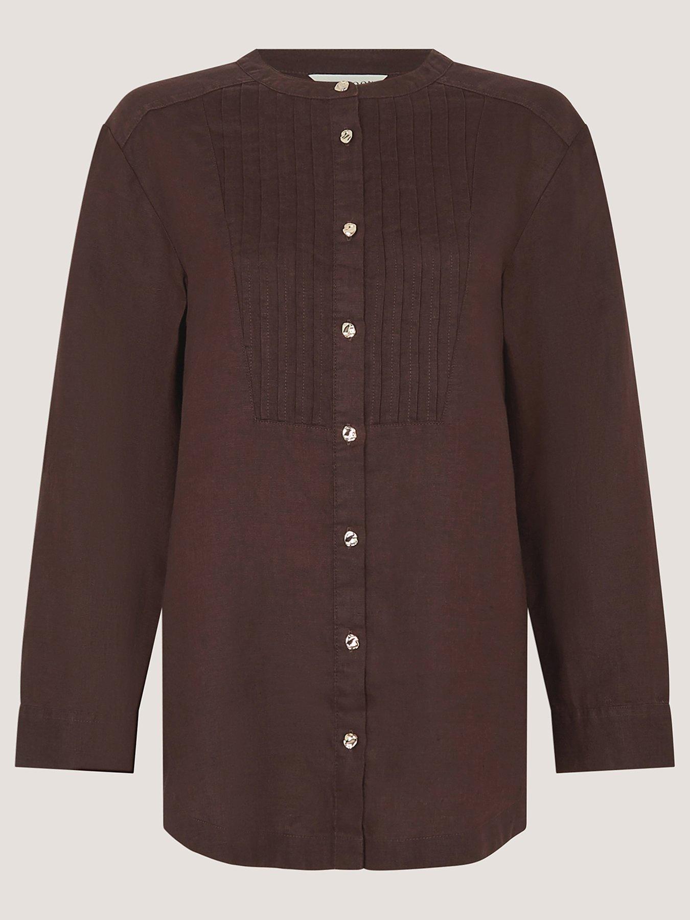  image of monsoon-clo-linen-shirt-brown