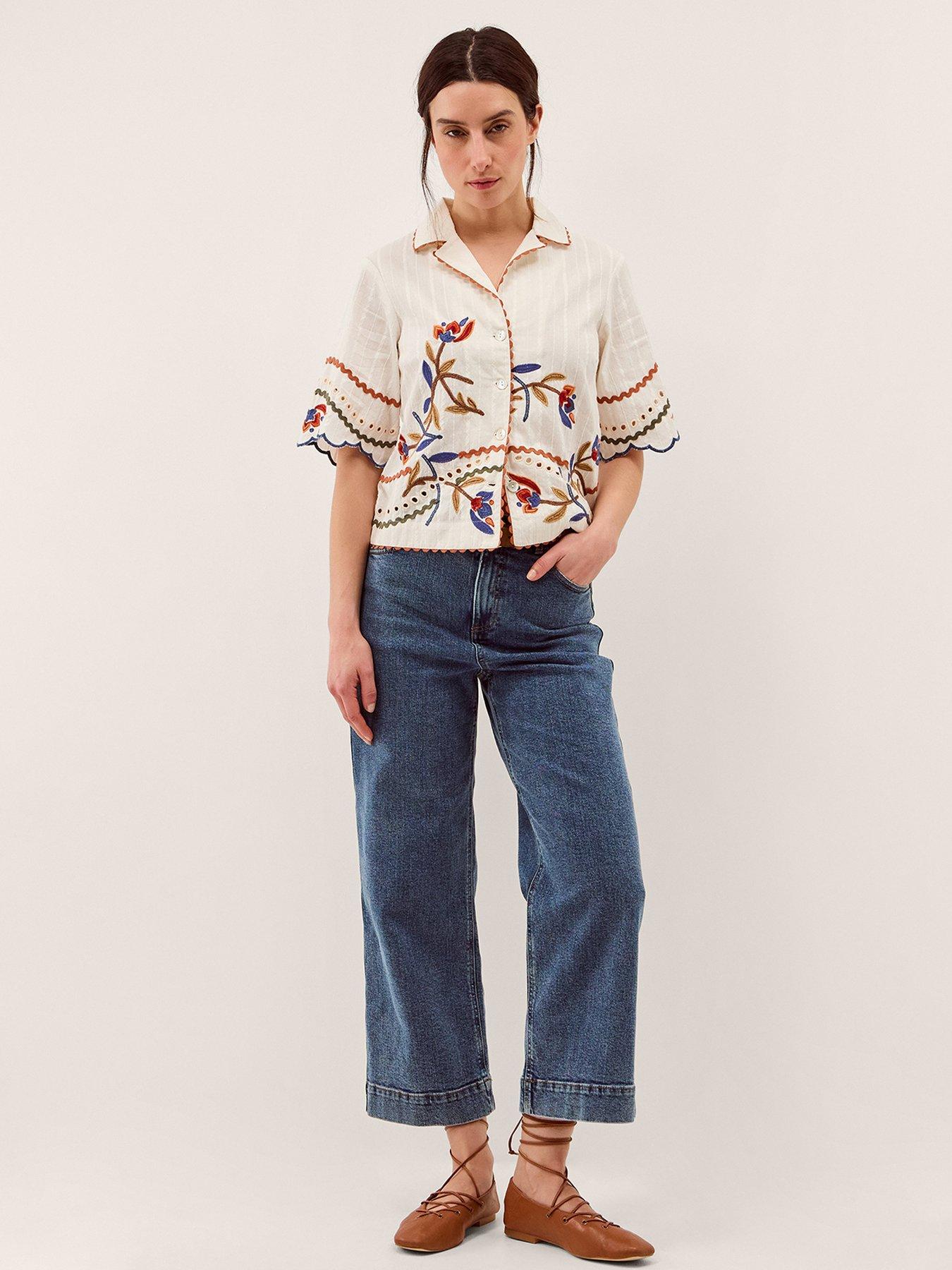 Image 3 of 5 of Monsoon Polly Embroidered Shirt - White