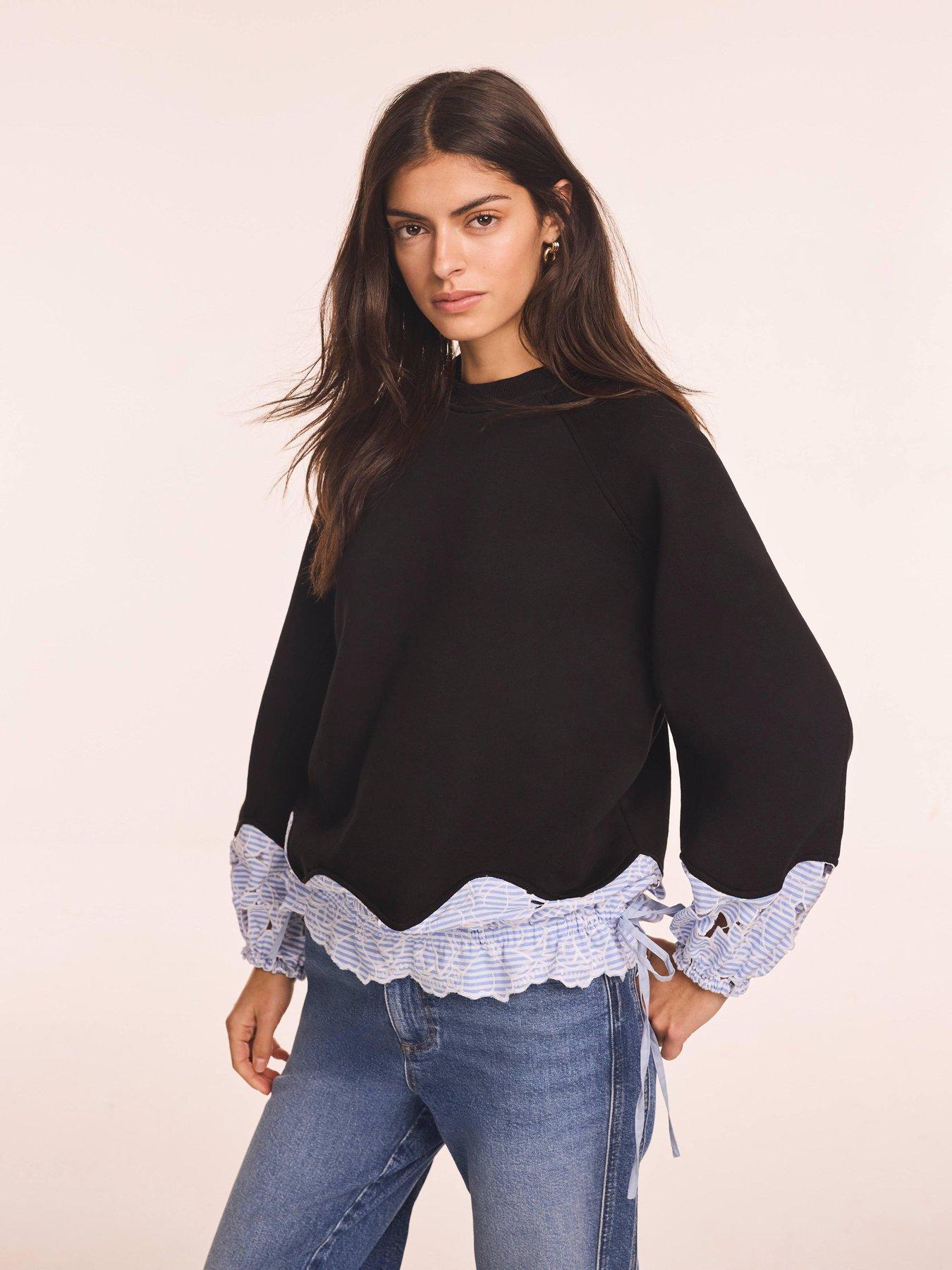 Image 1 of 6 of Mint Velvet Navy Stripe Hem Sweatshirt - Blue