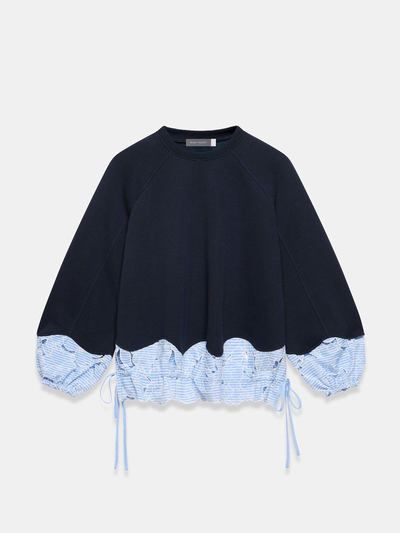 Image 5 of 6 of Mint Velvet Navy Stripe Hem Sweatshirt - Blue