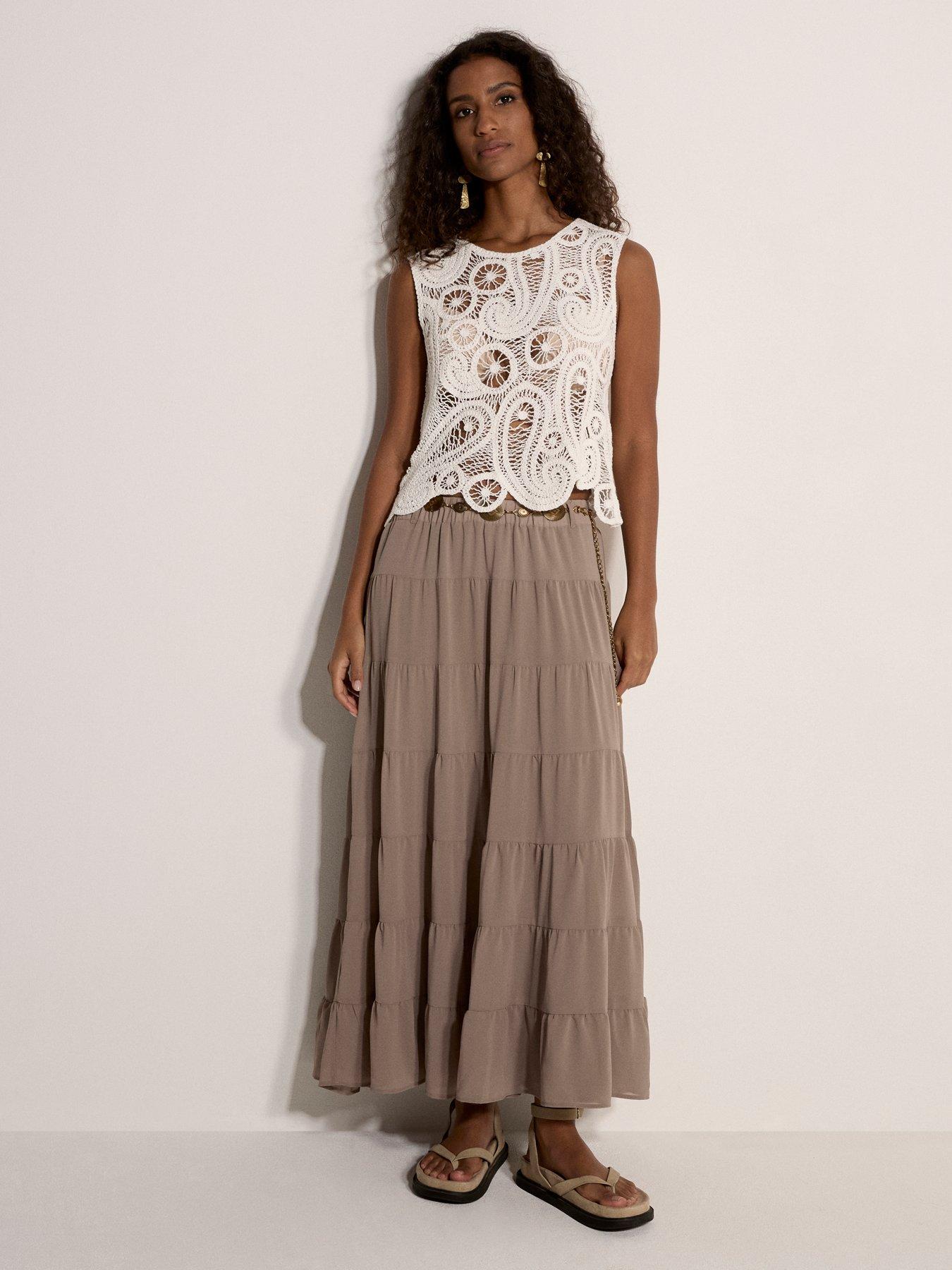 Apricot Apricot Paisley Crochet Scallop Hem Top