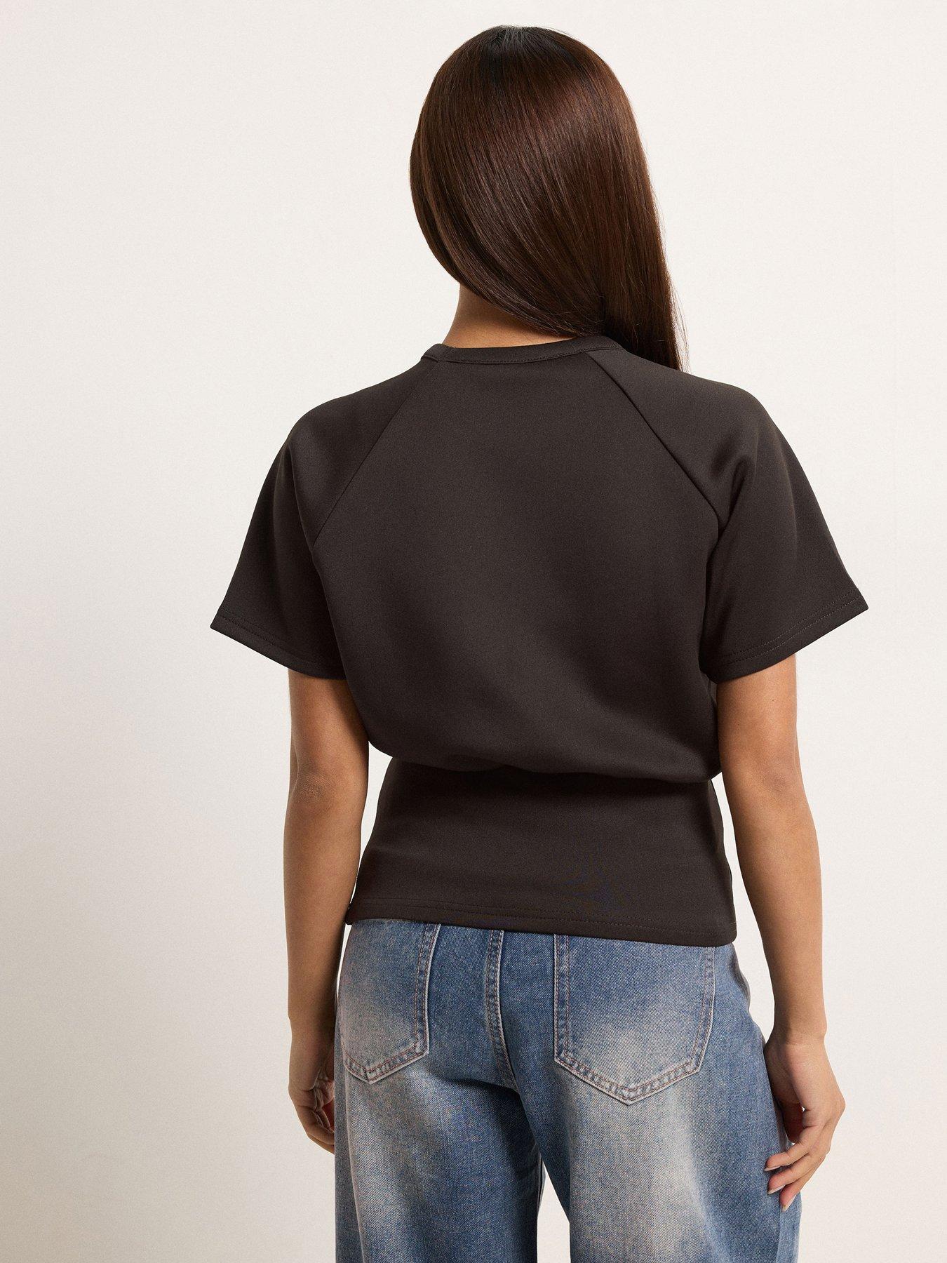  image of pixiegirl-petite-scuba-raglan-top-brown