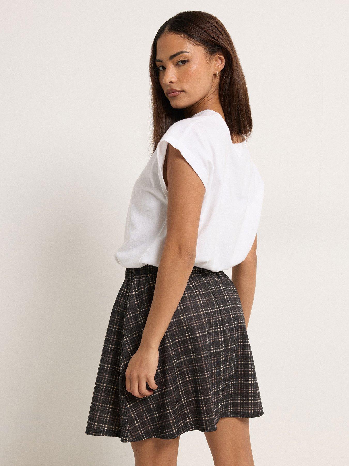 stillFront image of pixiegirl-petite-check-mini-skirt-brown