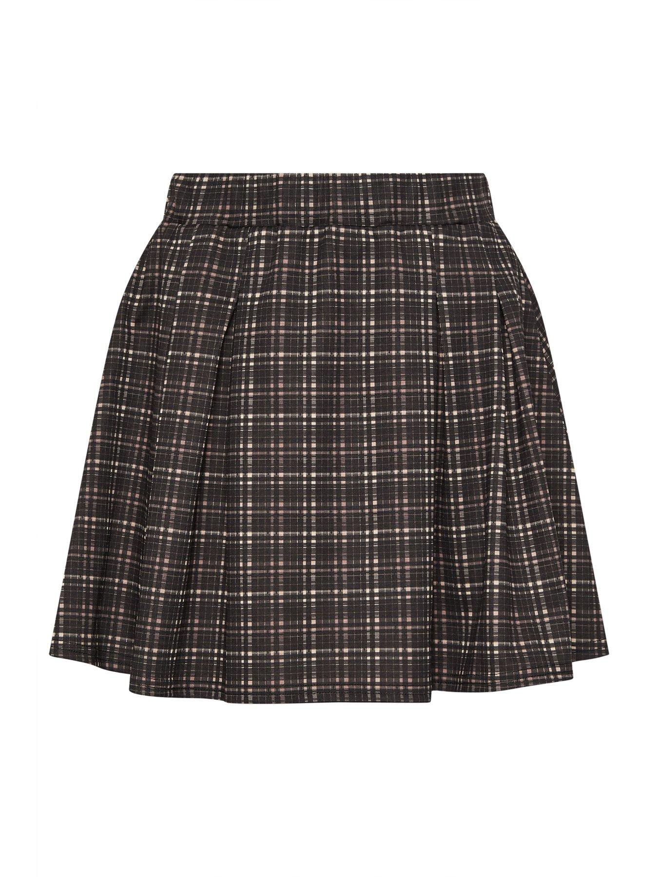  image of pixiegirl-petite-check-mini-skirt-brown