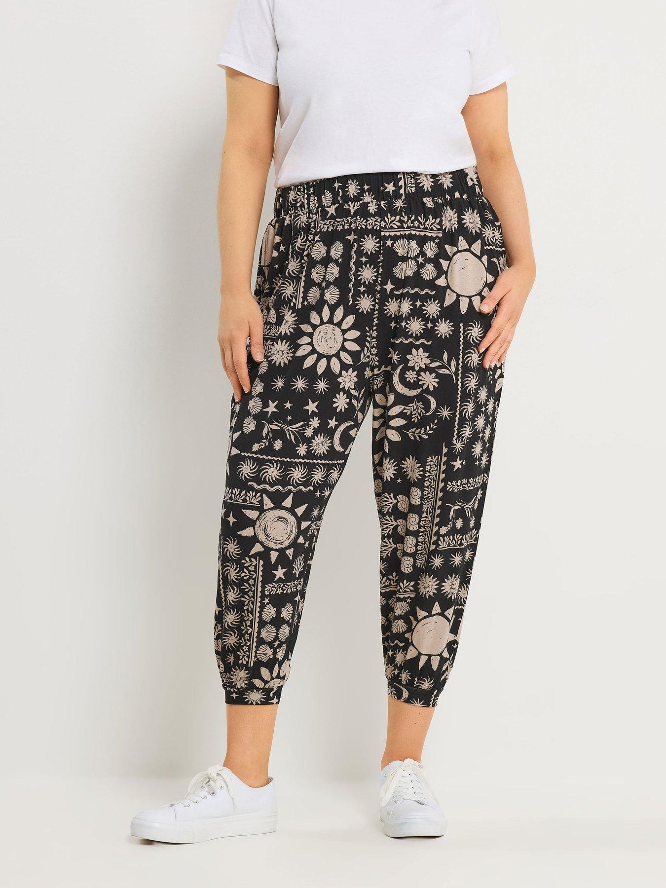 image of yours-curve-jersey-crop-harem-trouser-black