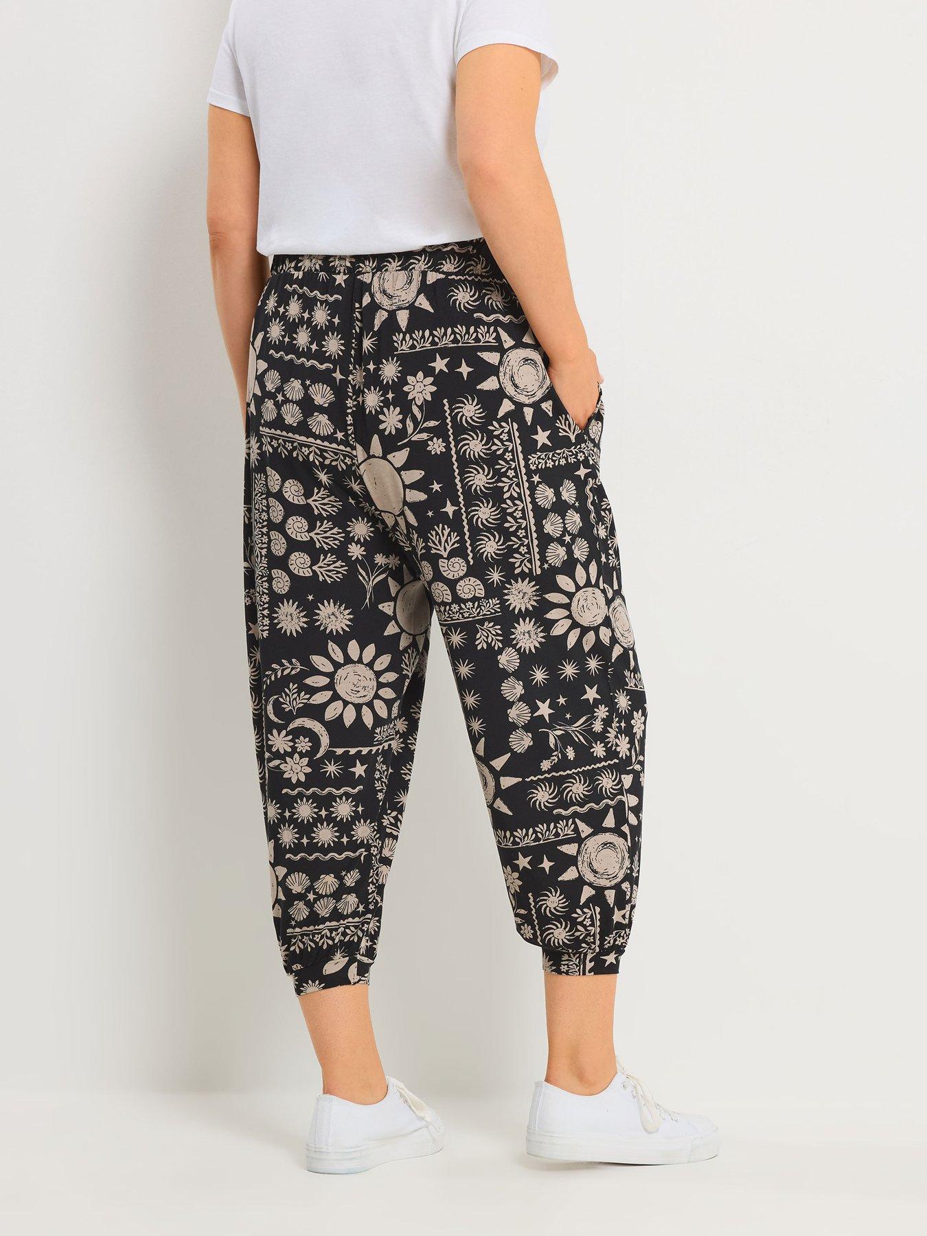  image of yours-curve-jersey-crop-harem-trouser-black