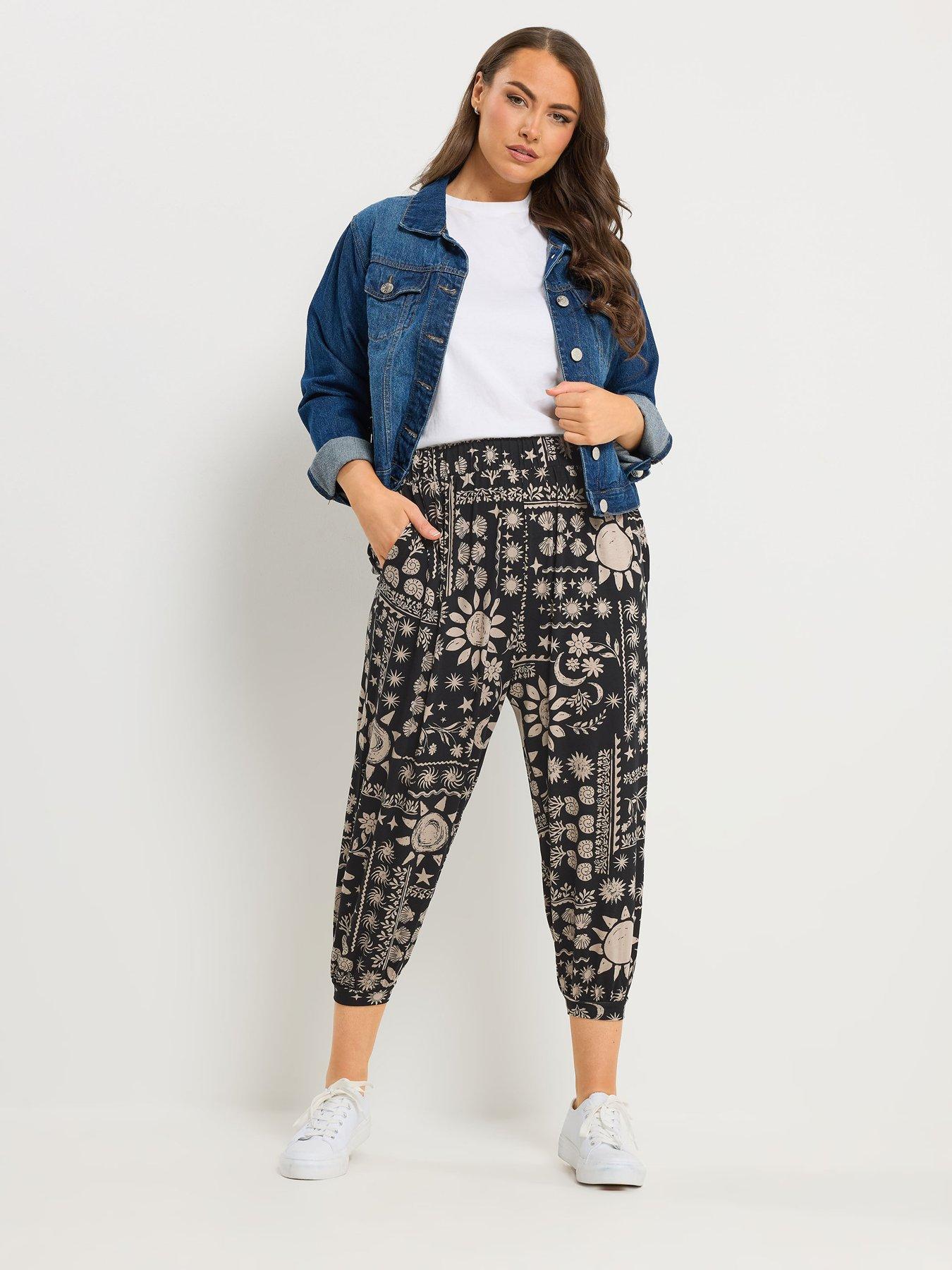  image of yours-curve-jersey-crop-harem-trouser-black