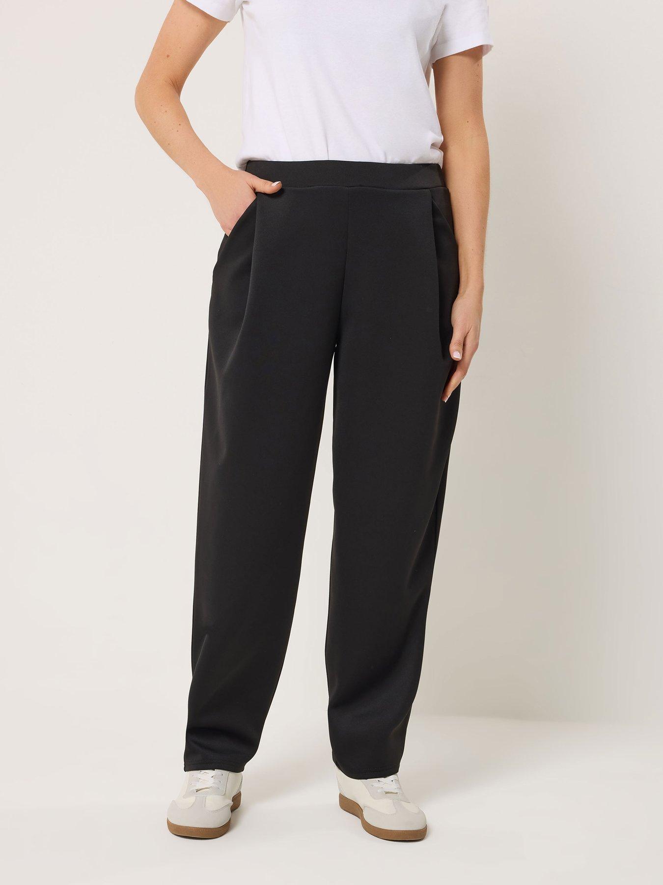 Long Tall Sally Barrel Leg Trousers 34" - Black