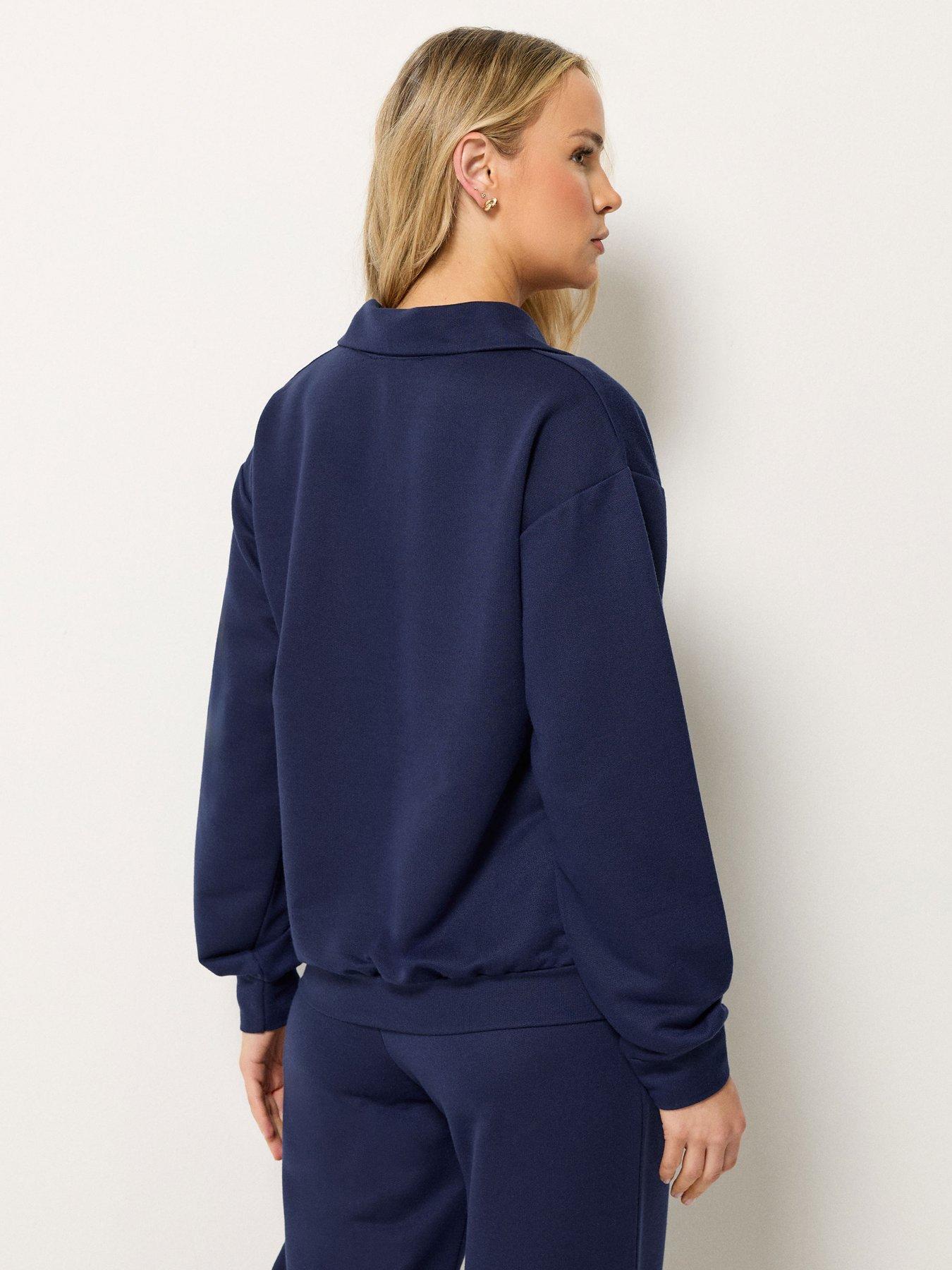 Image 2 of 5 of Long Tall Sally Collar Sweatshirt Top - Blue