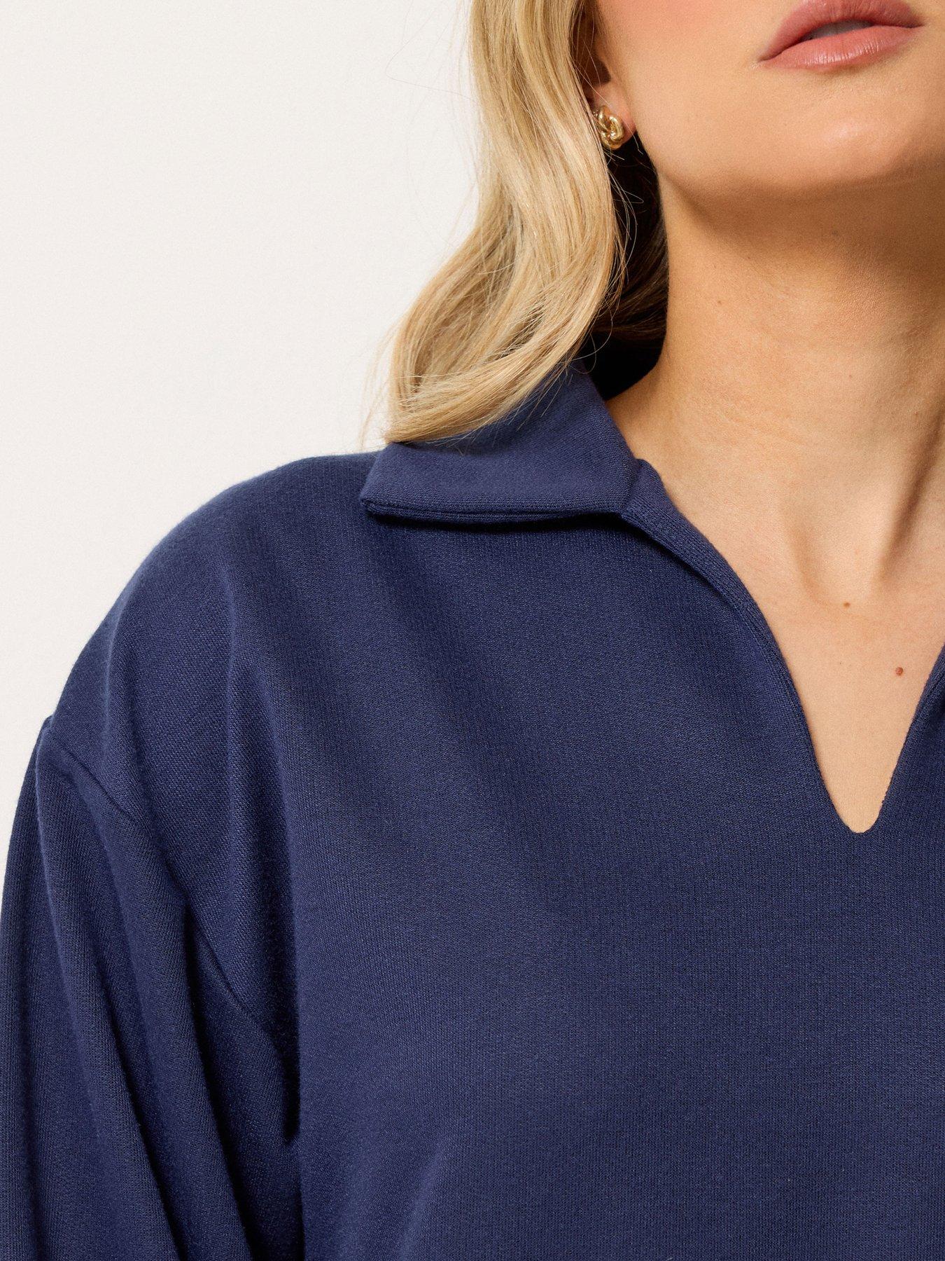 Image 4 of 5 of Long Tall Sally Collar Sweatshirt Top - Blue