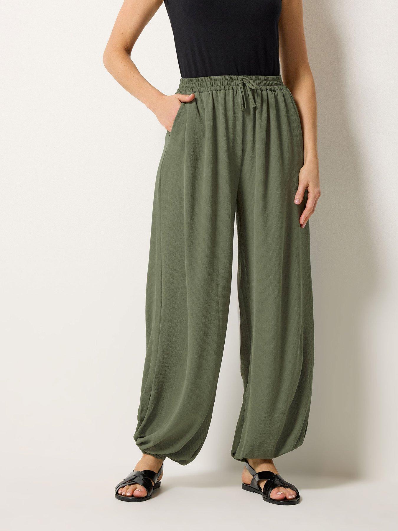 Long Tall Sally Gathered Hem Trouser 34" - Green