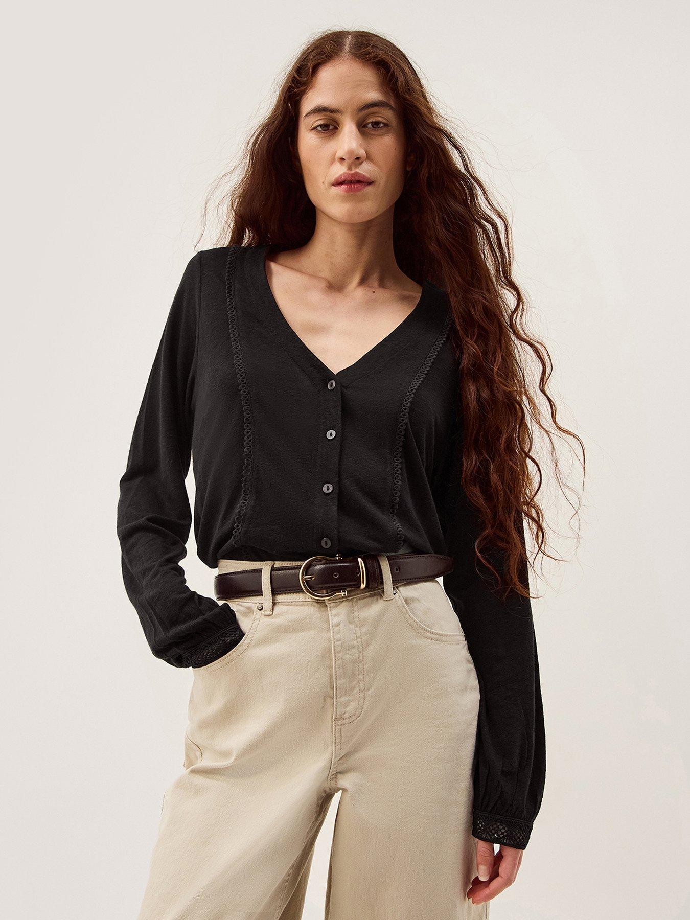  image of monsoon-laney-lace-shirt-black