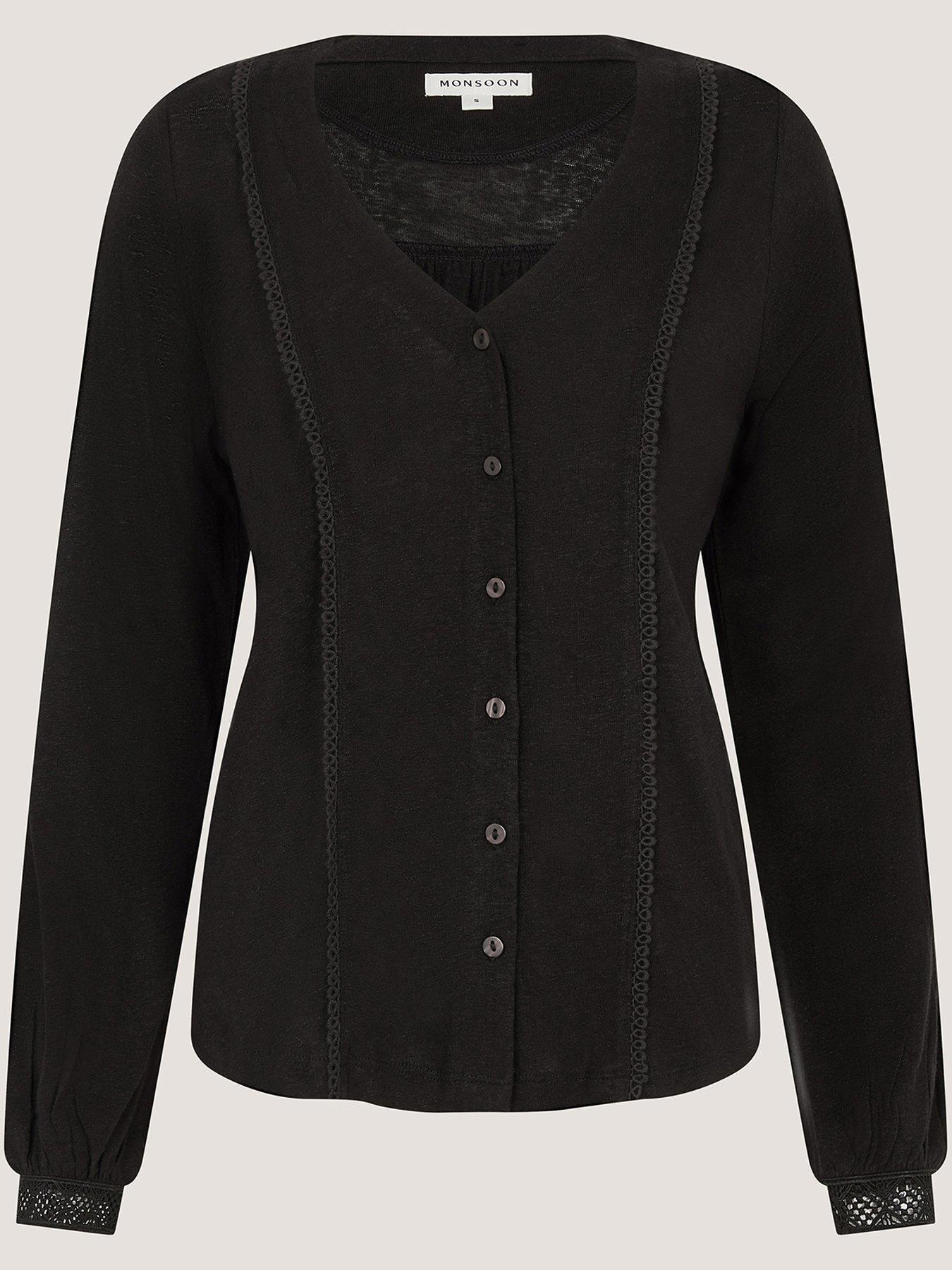 image of monsoon-laney-lace-shirt-black