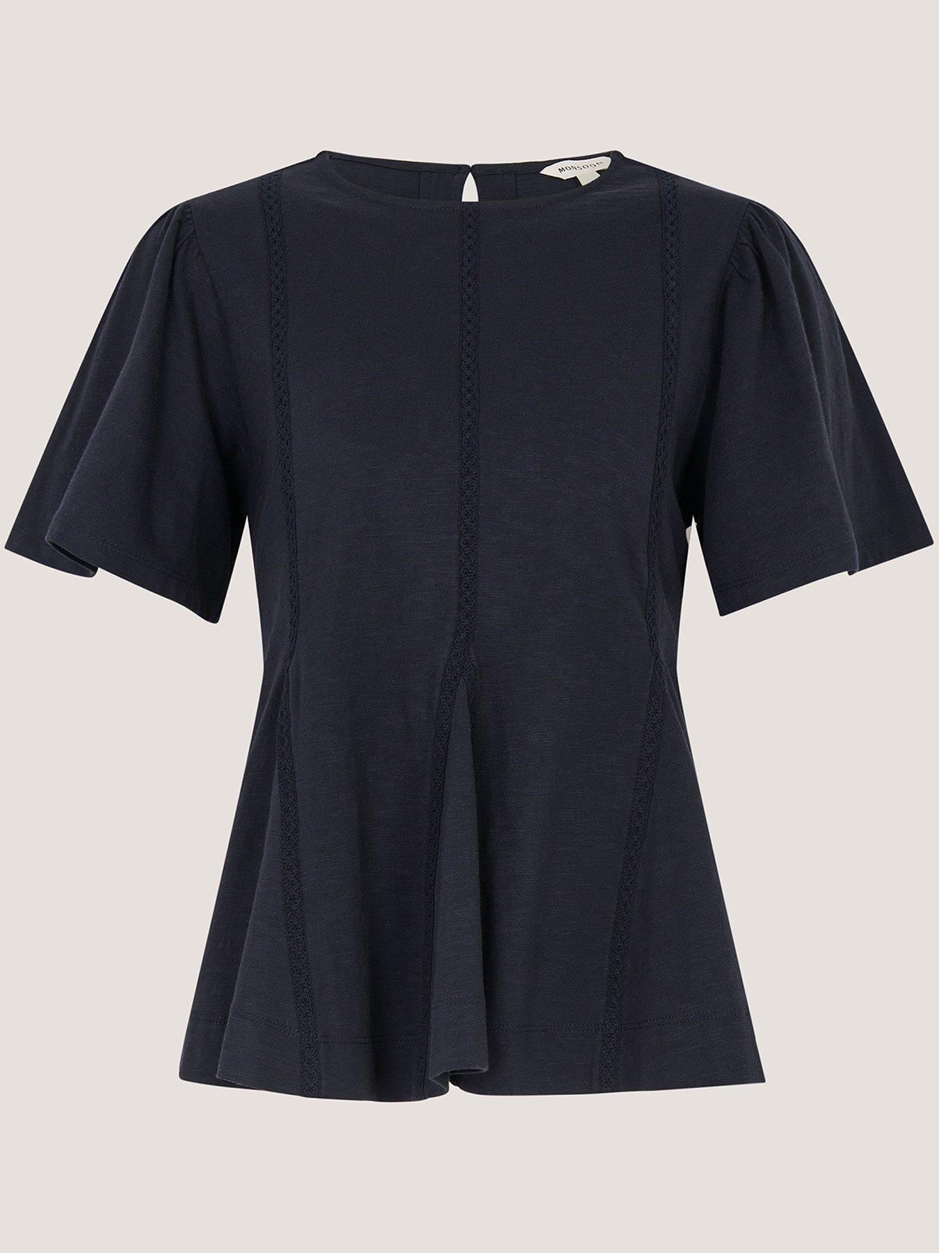  image of monsoon-tate-trim-t-shirt-blue