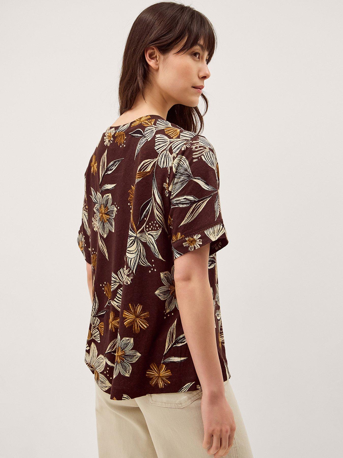 stillFront image of monsoon-esther-print-t-shirt-brown