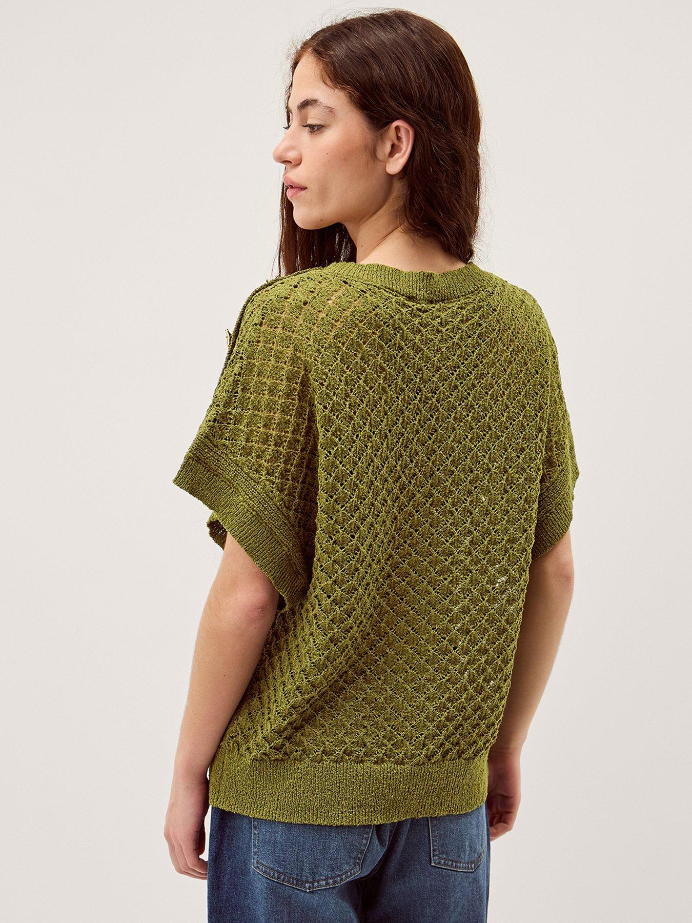 Image 2 of 4 of Monsoon Bree Button Knit Jumper - Green