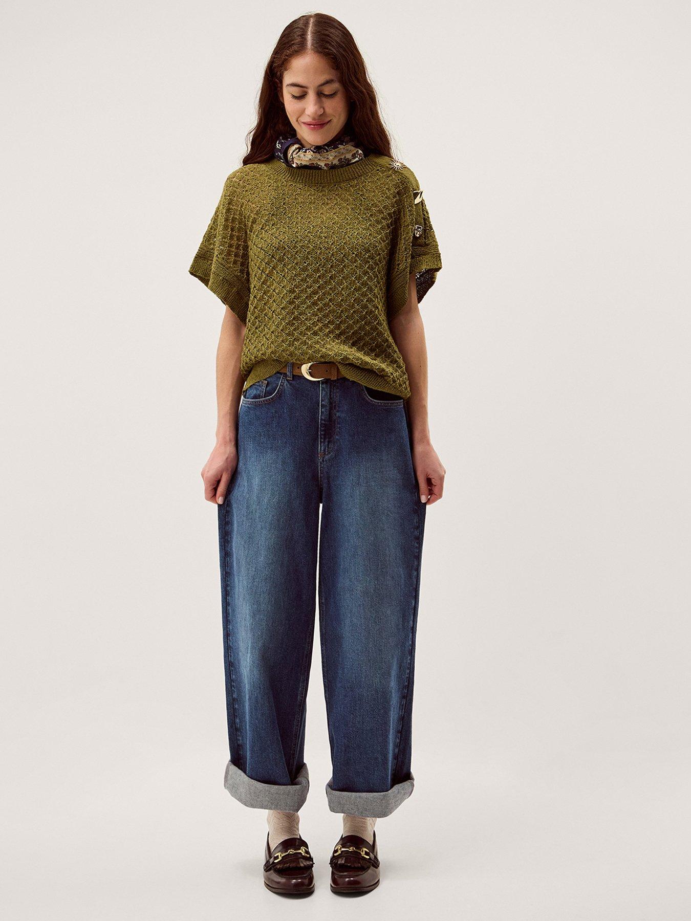 Image 3 of 4 of Monsoon Bree Button Knit Jumper - Green