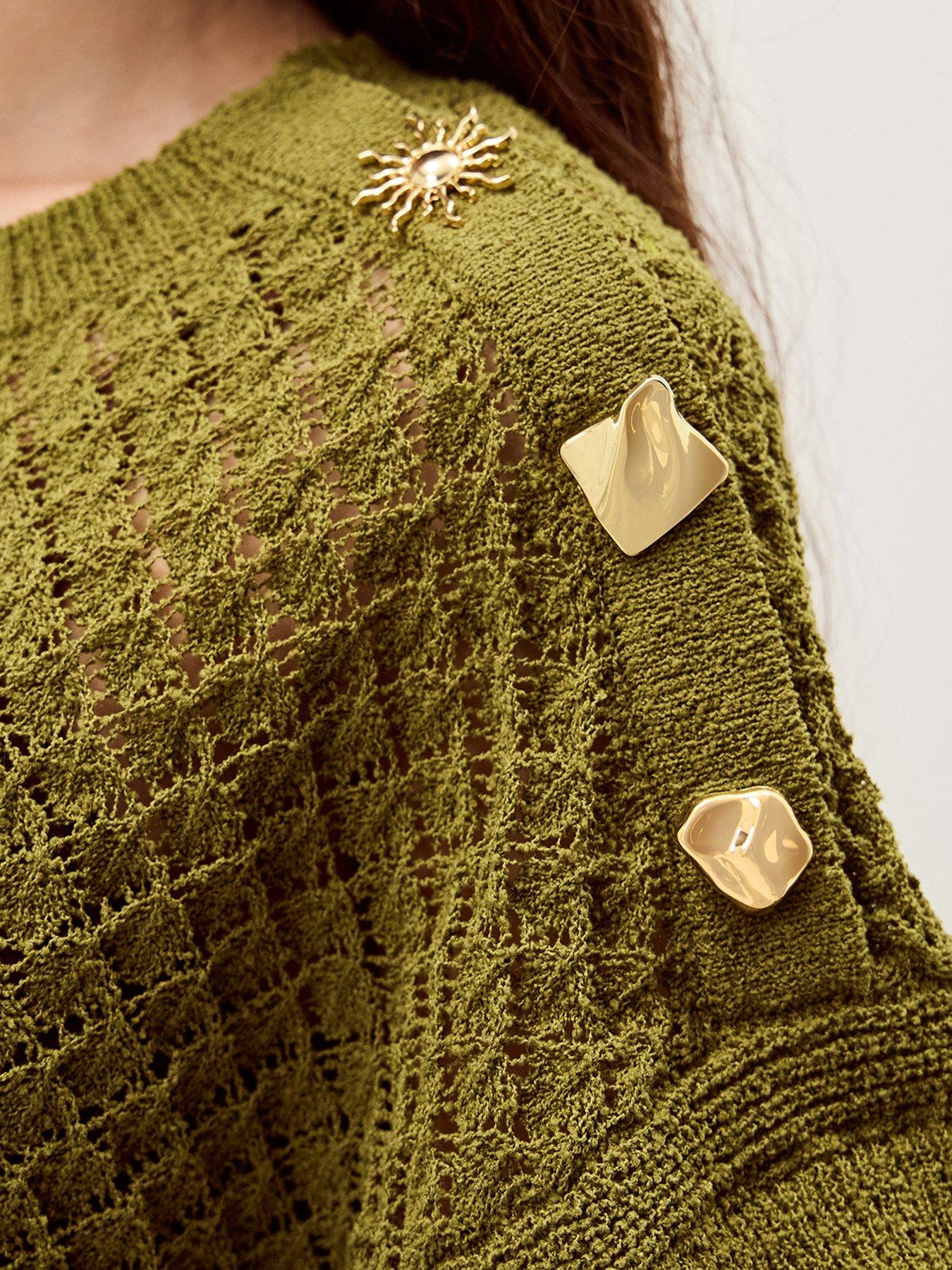 Image 4 of 4 of Monsoon Bree Button Knit Jumper - Green