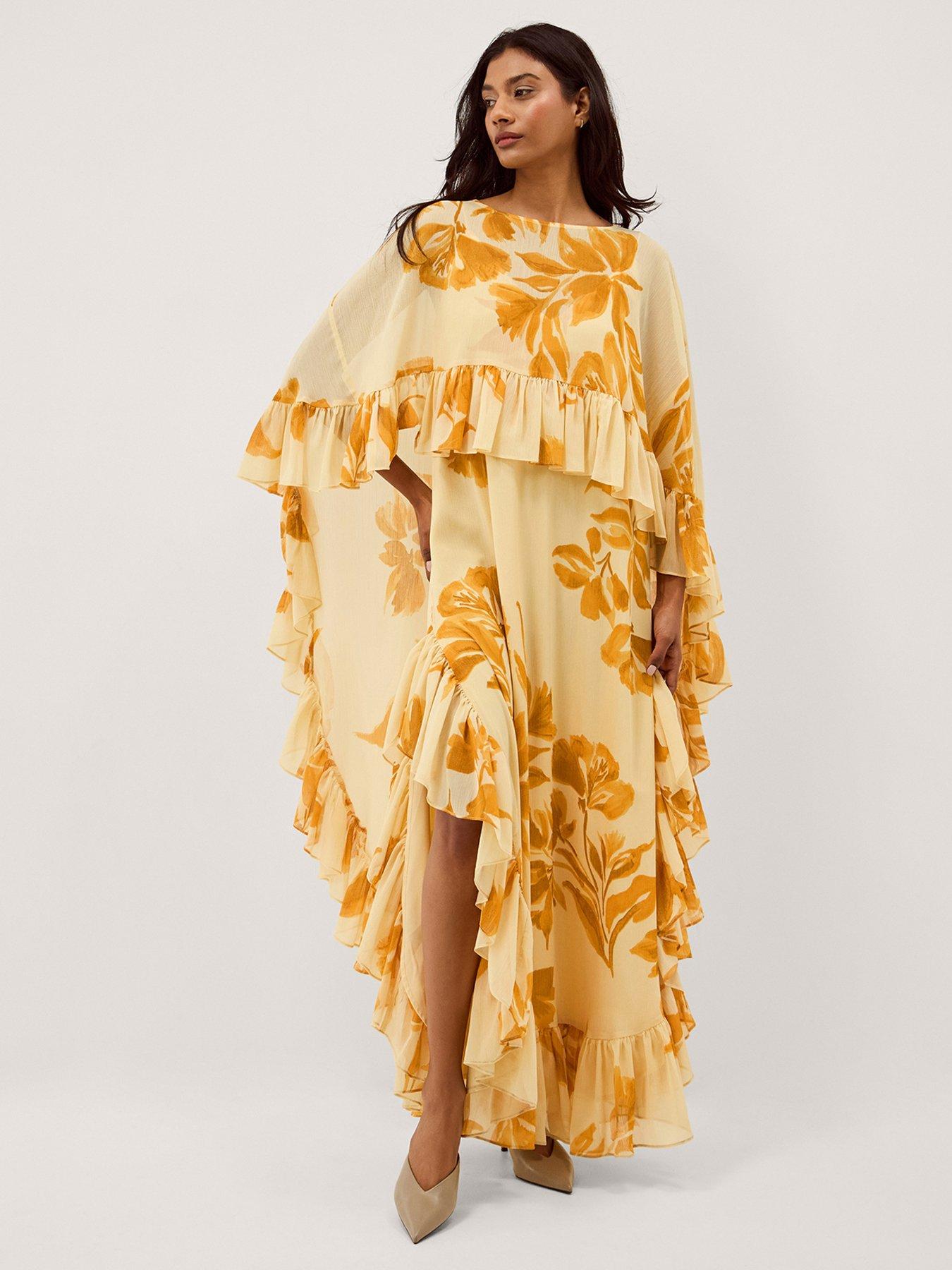front image of monsoon-joanna-cape-dress