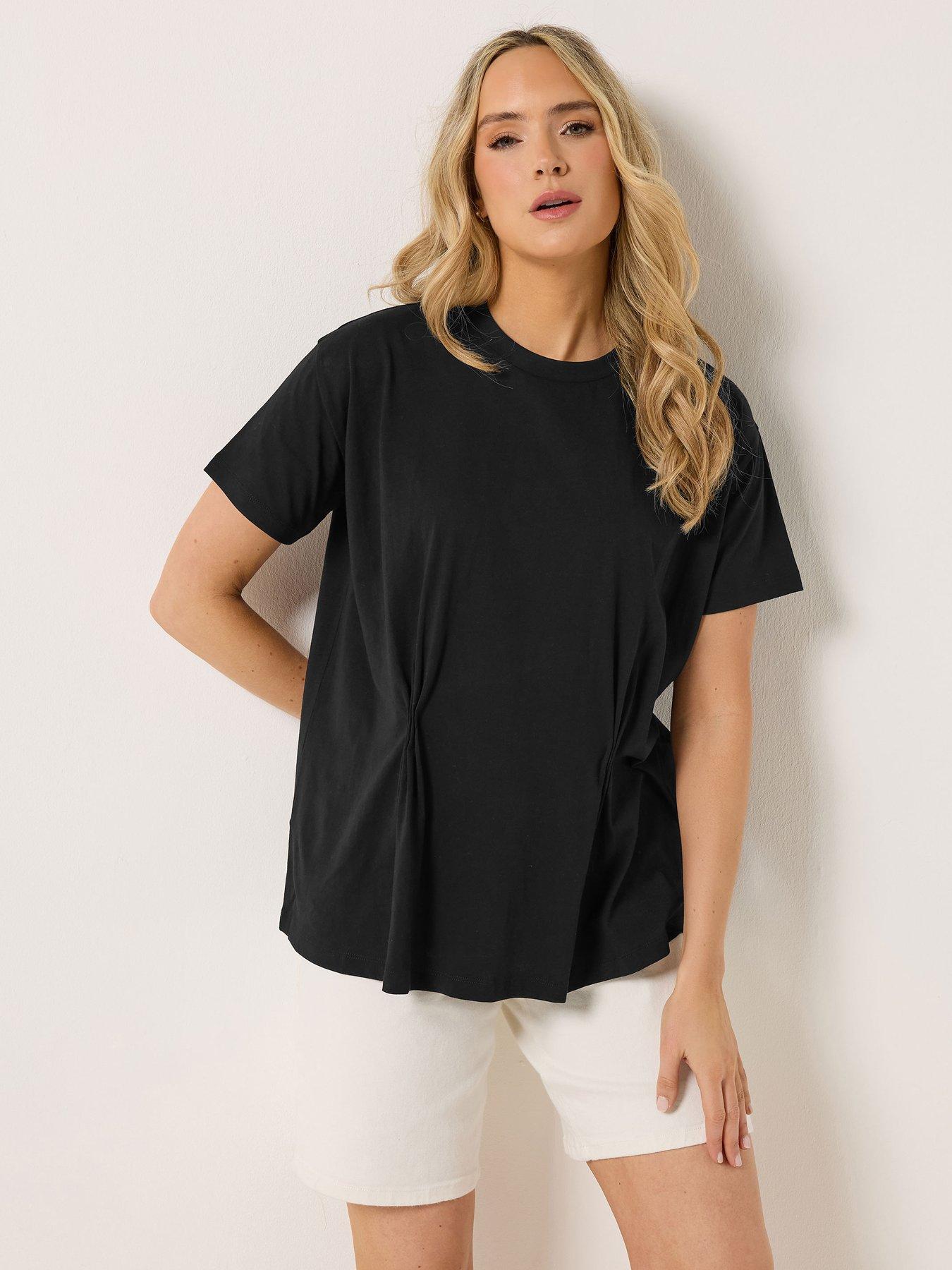 Long Tall Sally Pleat Front T-Shirt - Black