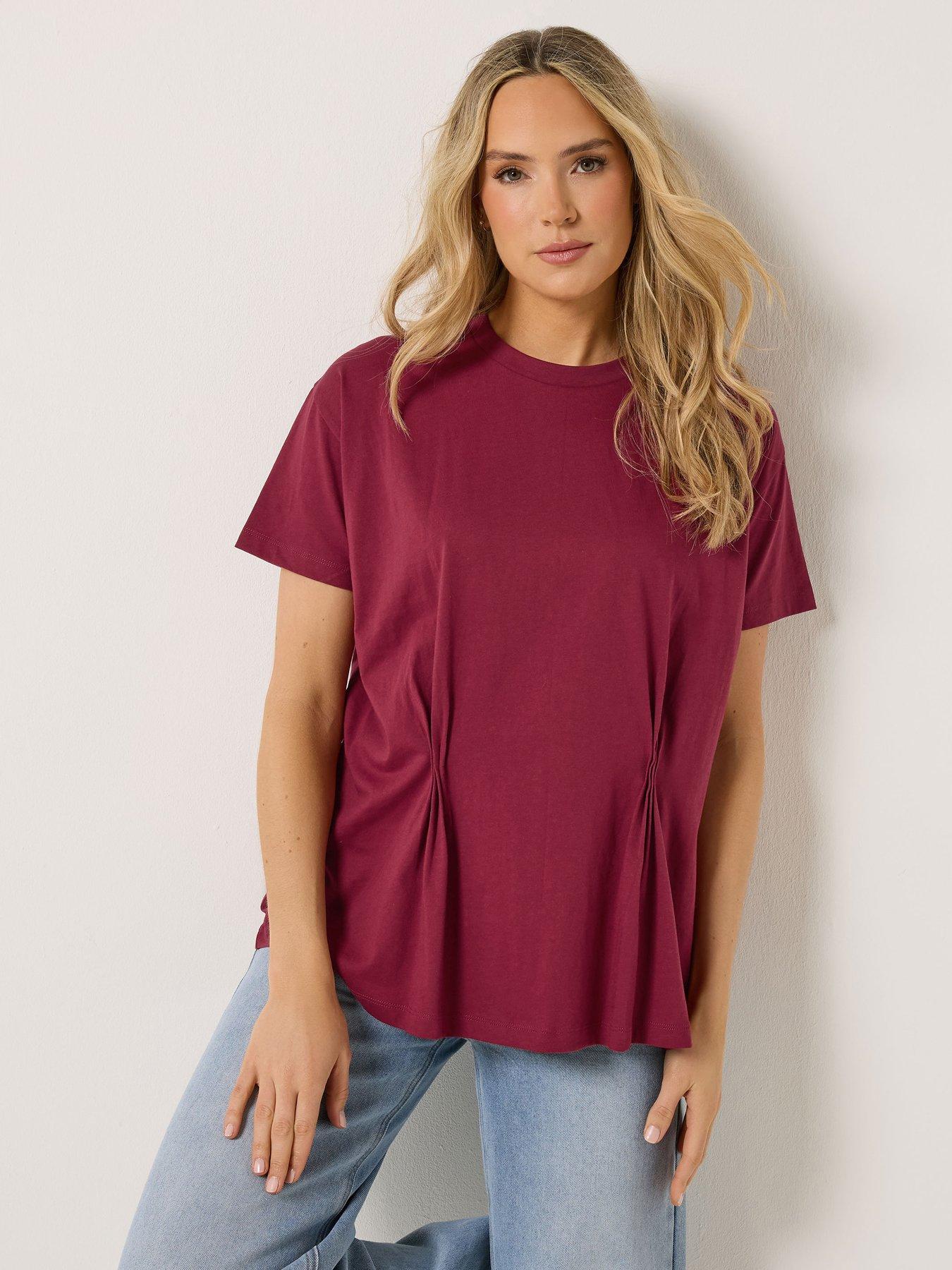 Image 1 of 5 of Long Tall Sally Pleat Front T-Shirt - Red