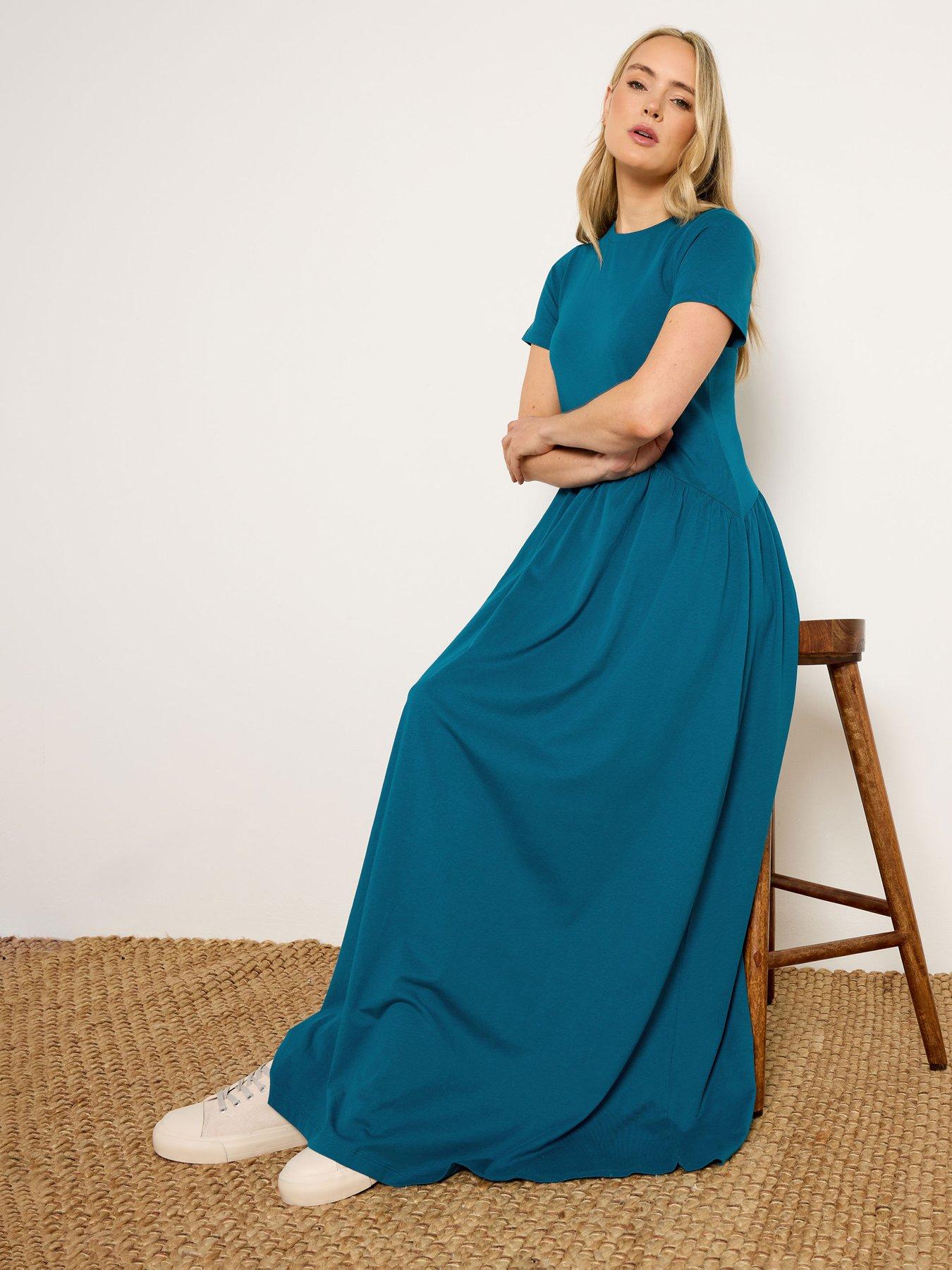 Image 3 of 4 of Long Tall Sally Asymmetrical Waist T-Shirt Maxi Dress - Blue