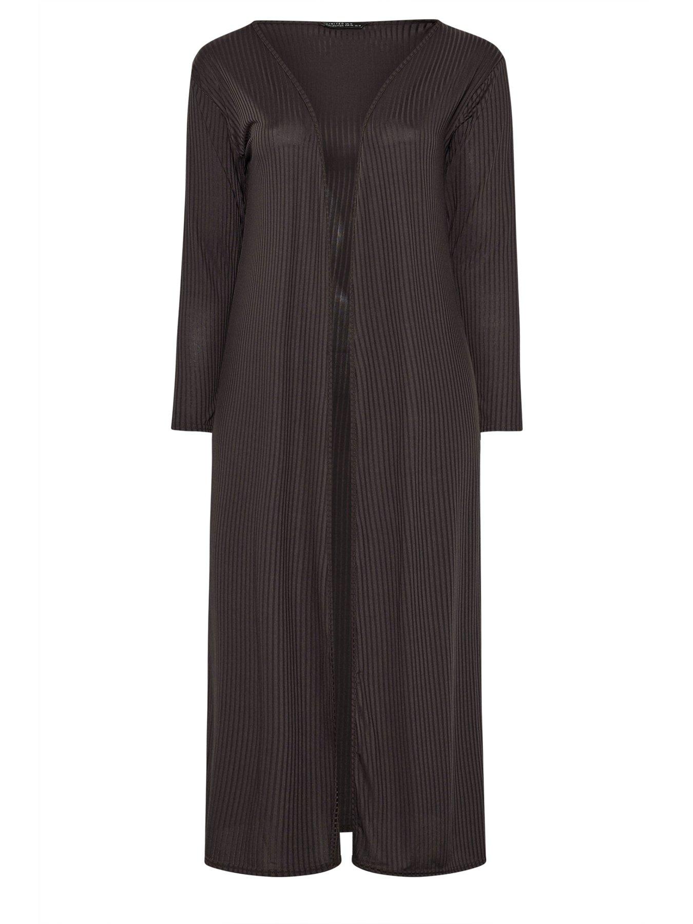  image of yours-curve-ribbed-maxi-cardigan-brown