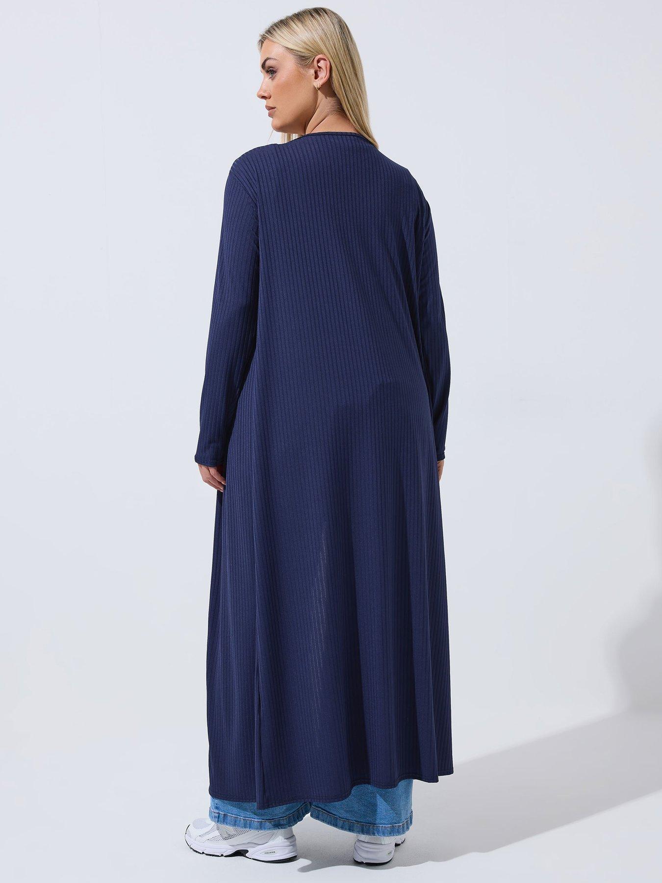  image of yours-curve-ribbed-maxi-cardigan-blue