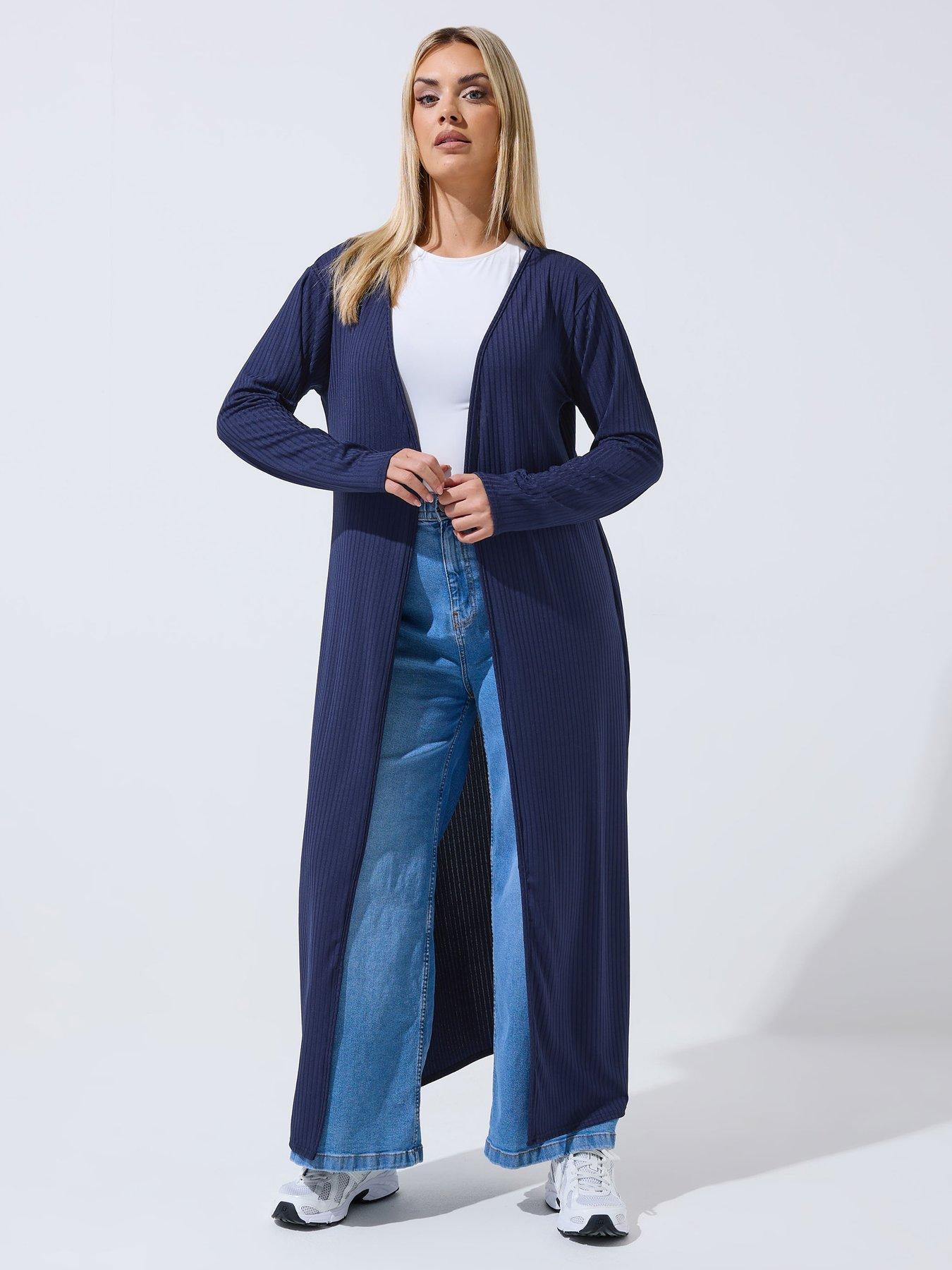  image of yours-curve-ribbed-maxi-cardigan-blue