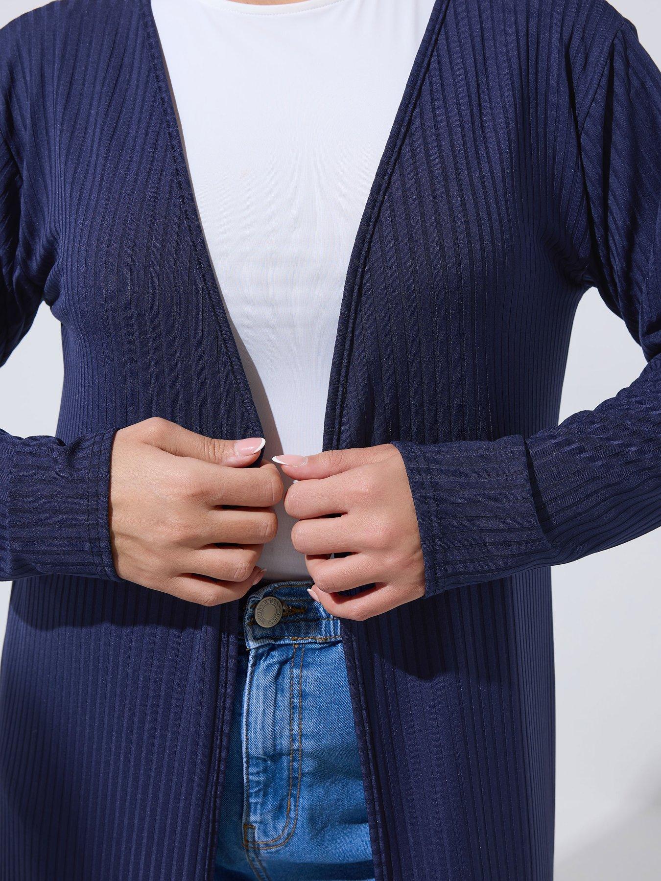  image of yours-curve-ribbed-maxi-cardigan-blue