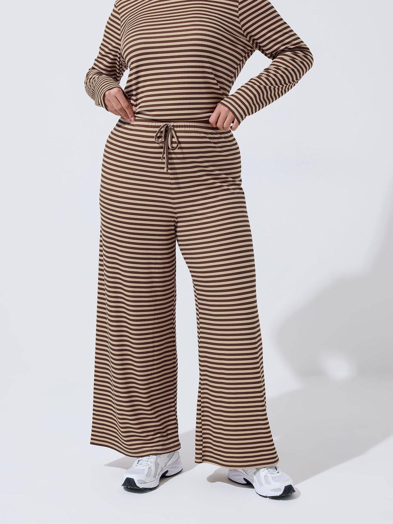  image of yours-curve-stripe-printed-ribbed-trouser