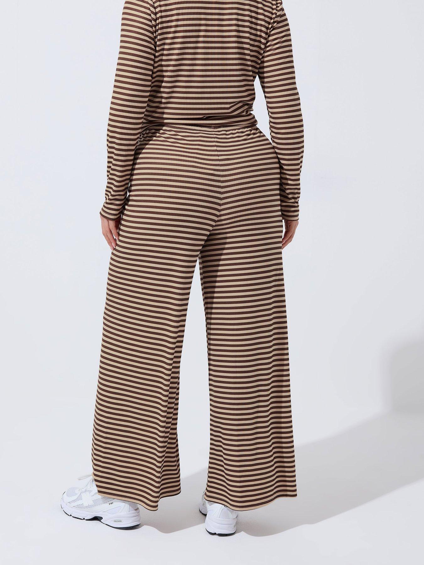 stillFront image of yours-curve-stripe-printed-ribbed-trouser