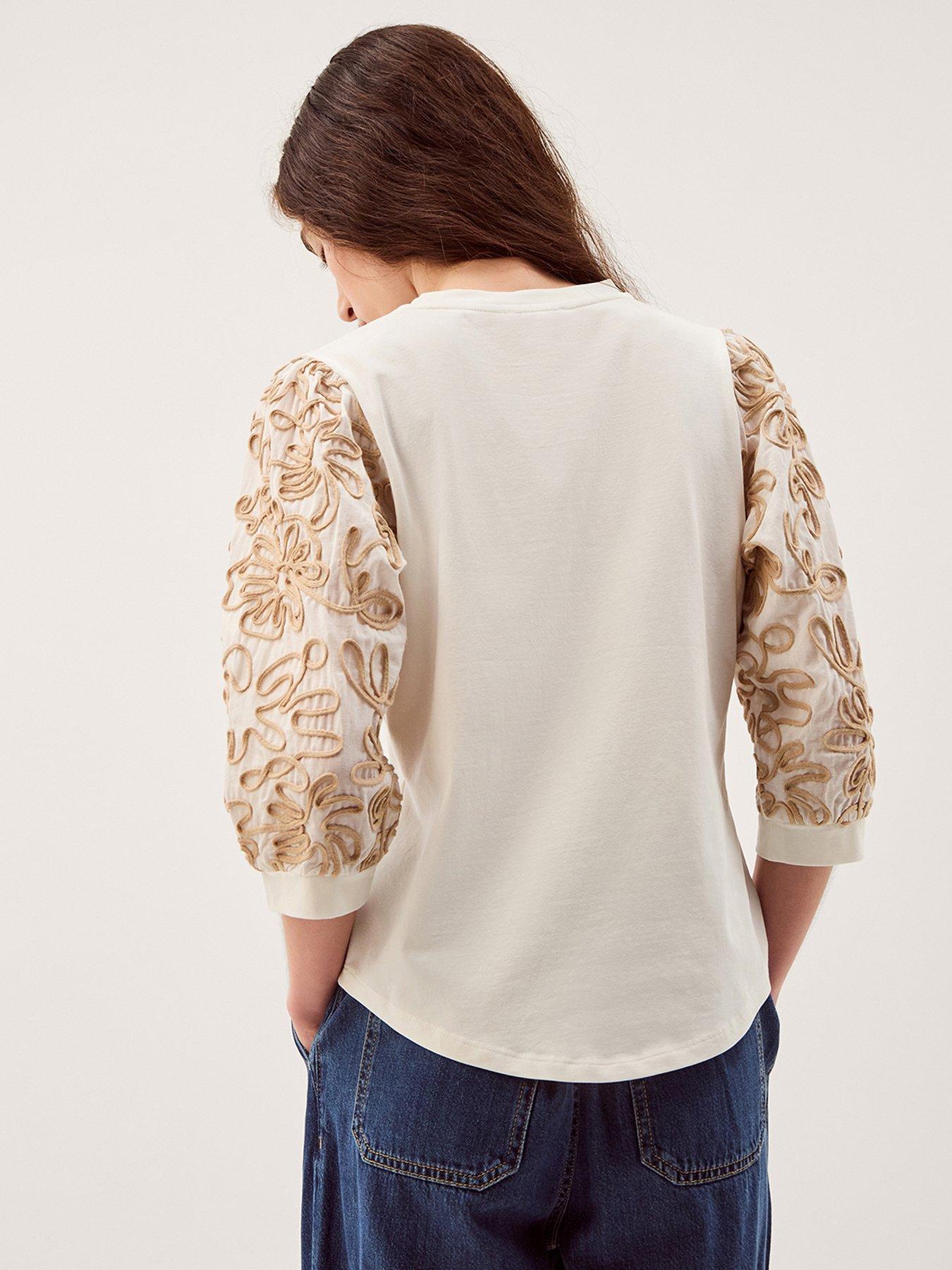 stillFront image of monsoon-freya-fabric-mix-top
