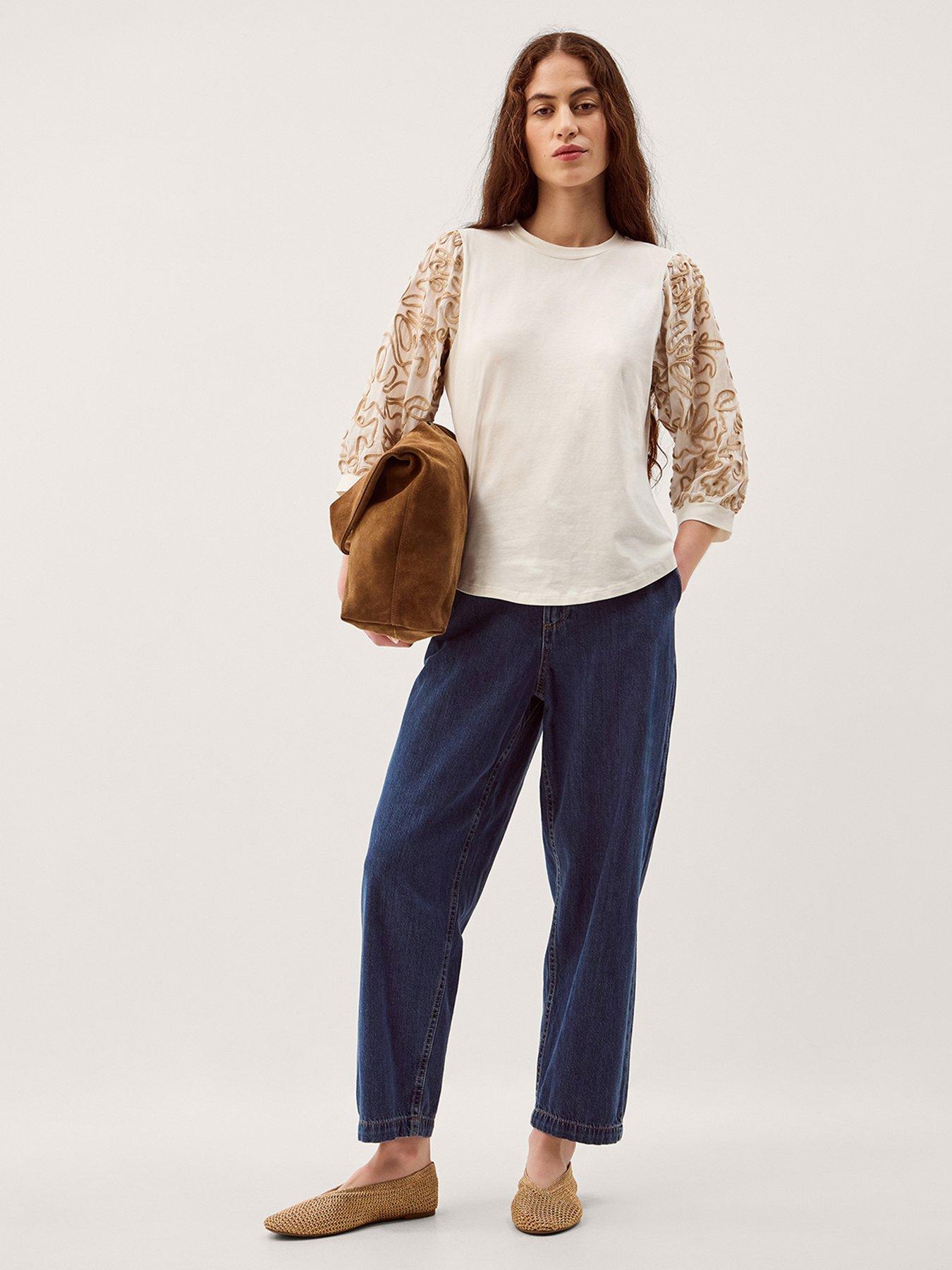  image of monsoon-freya-fabric-mix-top