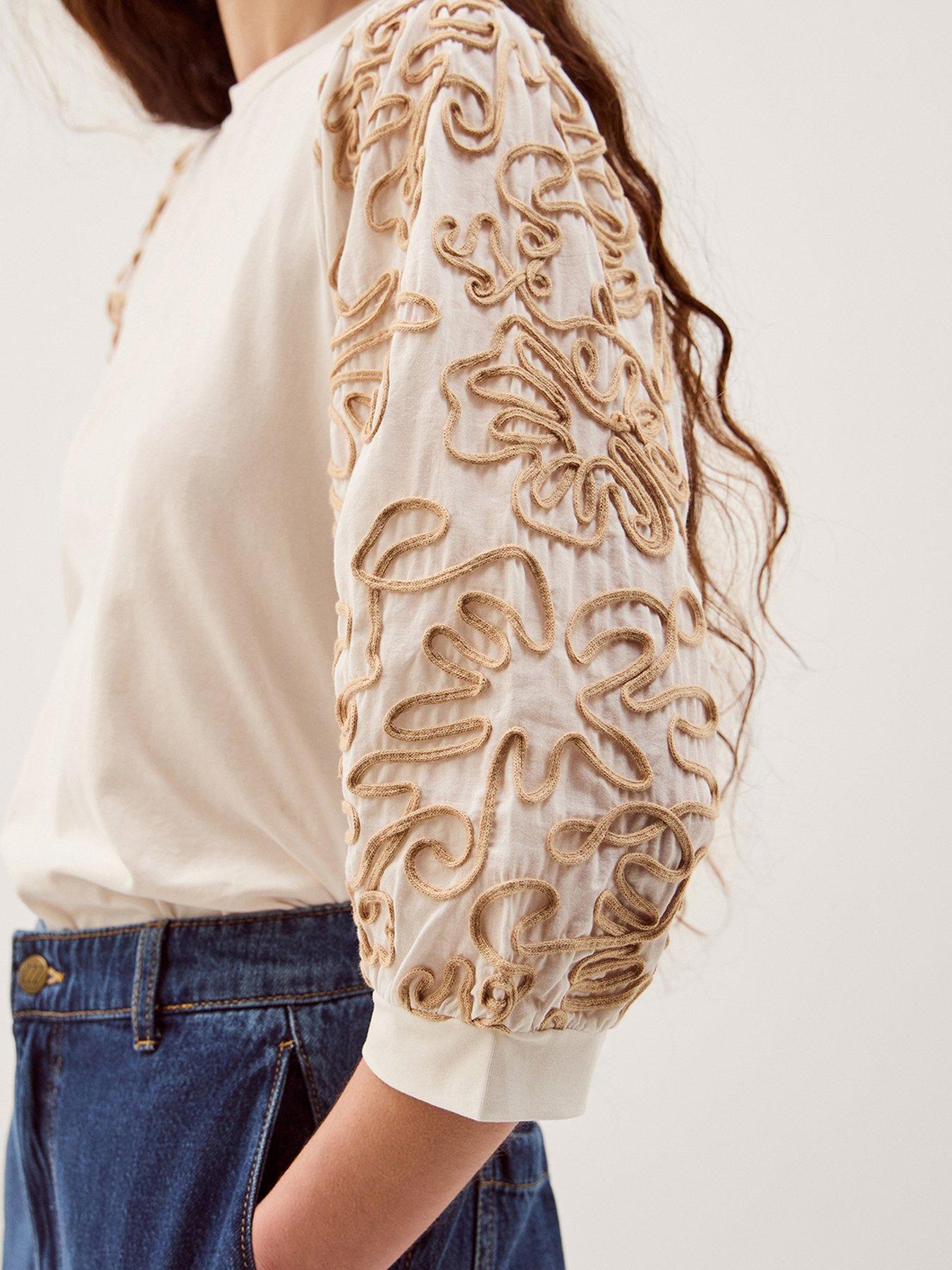  image of monsoon-freya-fabric-mix-top