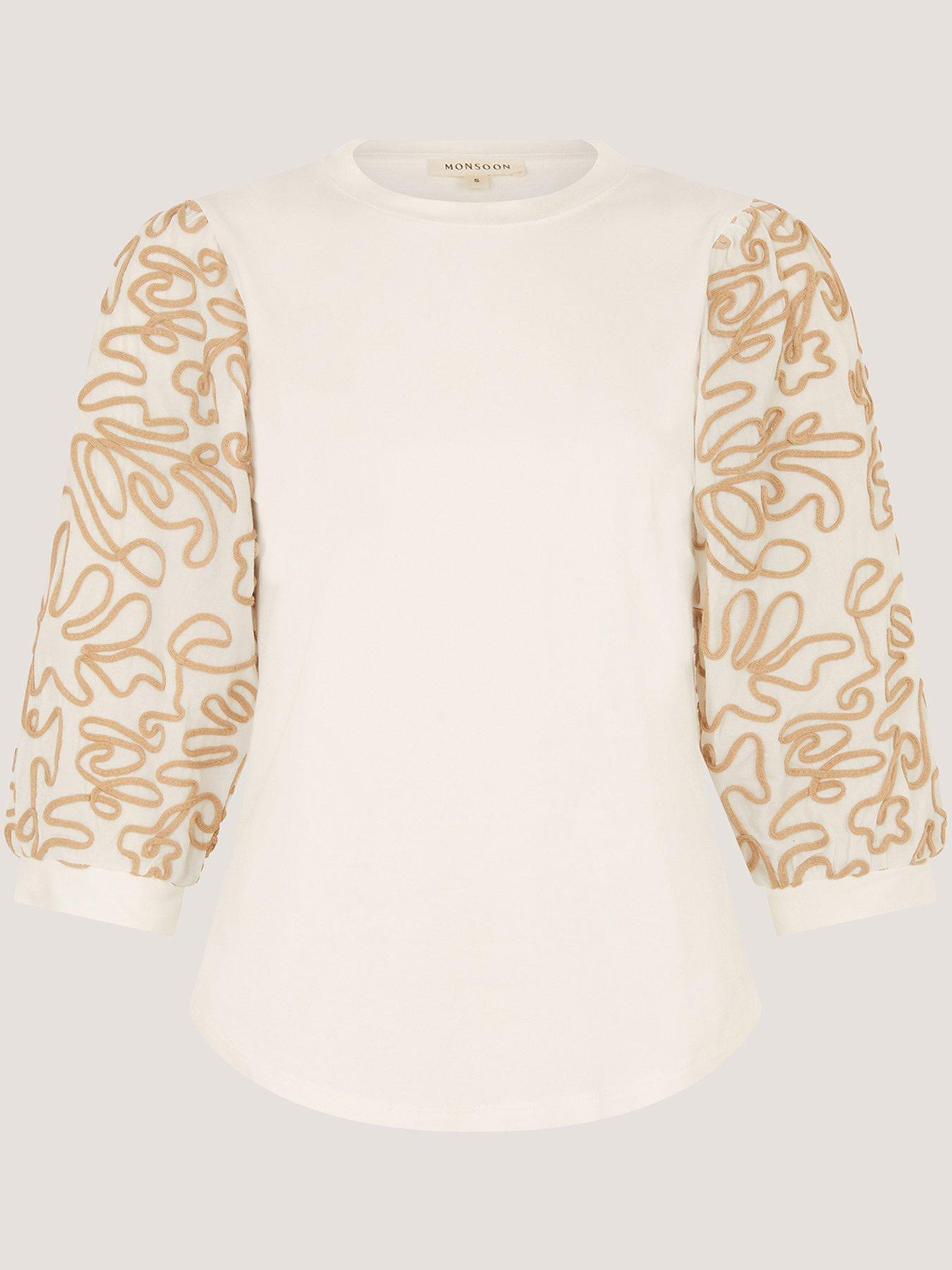  image of monsoon-freya-fabric-mix-top