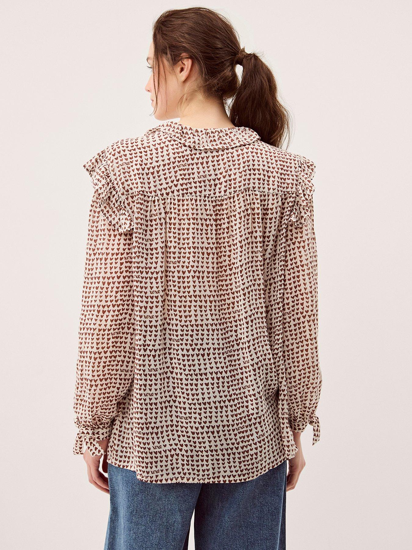  image of monsoon-hope-heart-print-blouse-brown