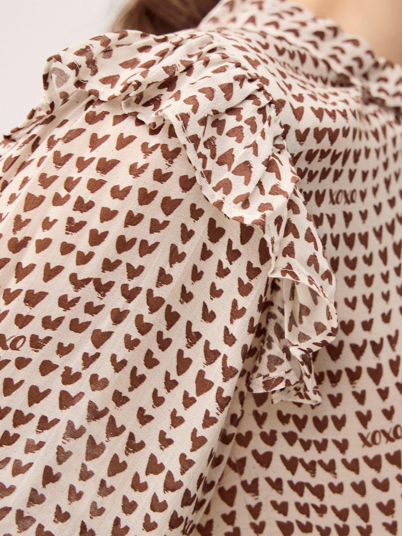  image of monsoon-hope-heart-print-blouse-brown