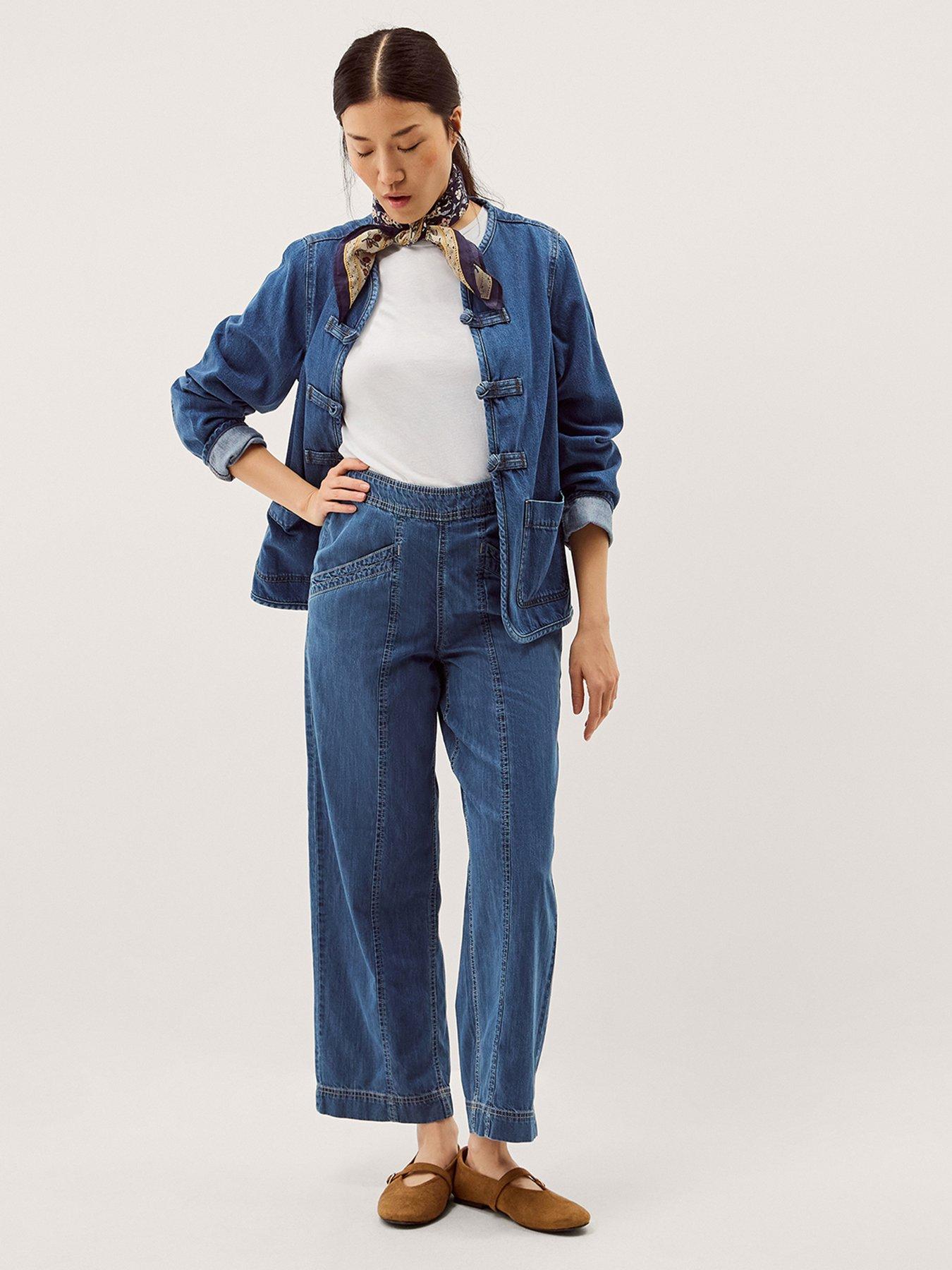Image 3 of 5 of Monsoon Harper Wide Leg Short Jeans - Blue
