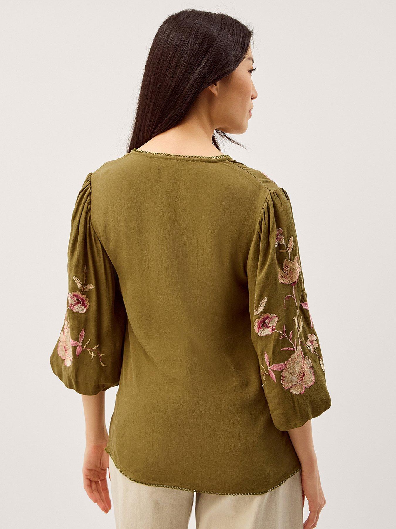stillFront image of monsoon-amelie-embroidered-top-green