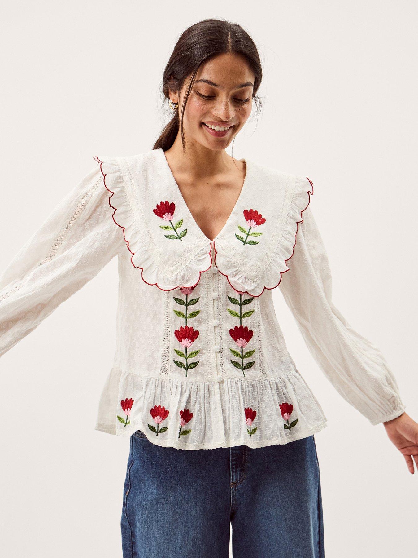 front image of monsoon-talia-tulip-embroidered-top-white