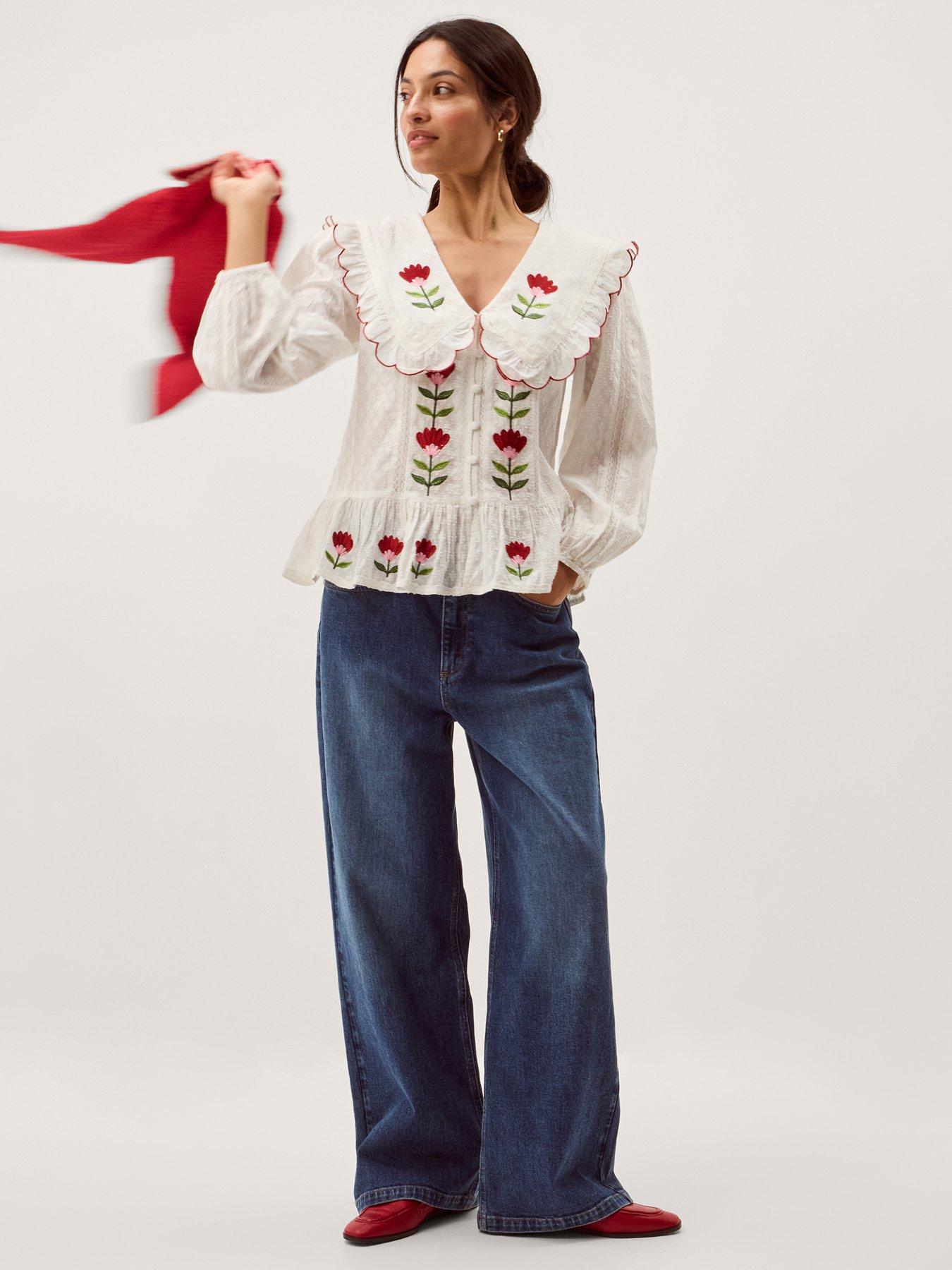  image of monsoon-talia-tulip-embroidered-top-white