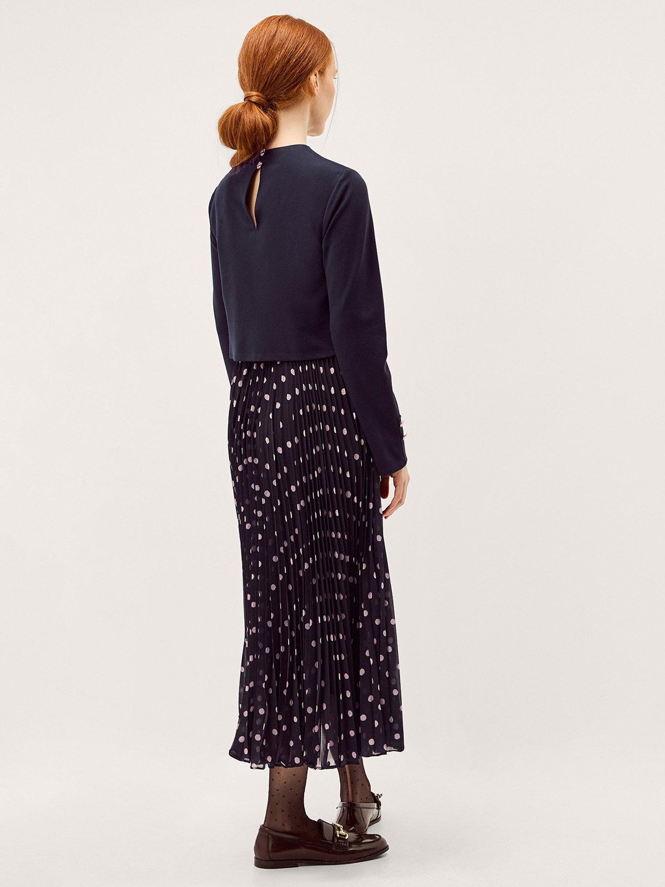  image of monsoon-daisy-spot-dress-blue