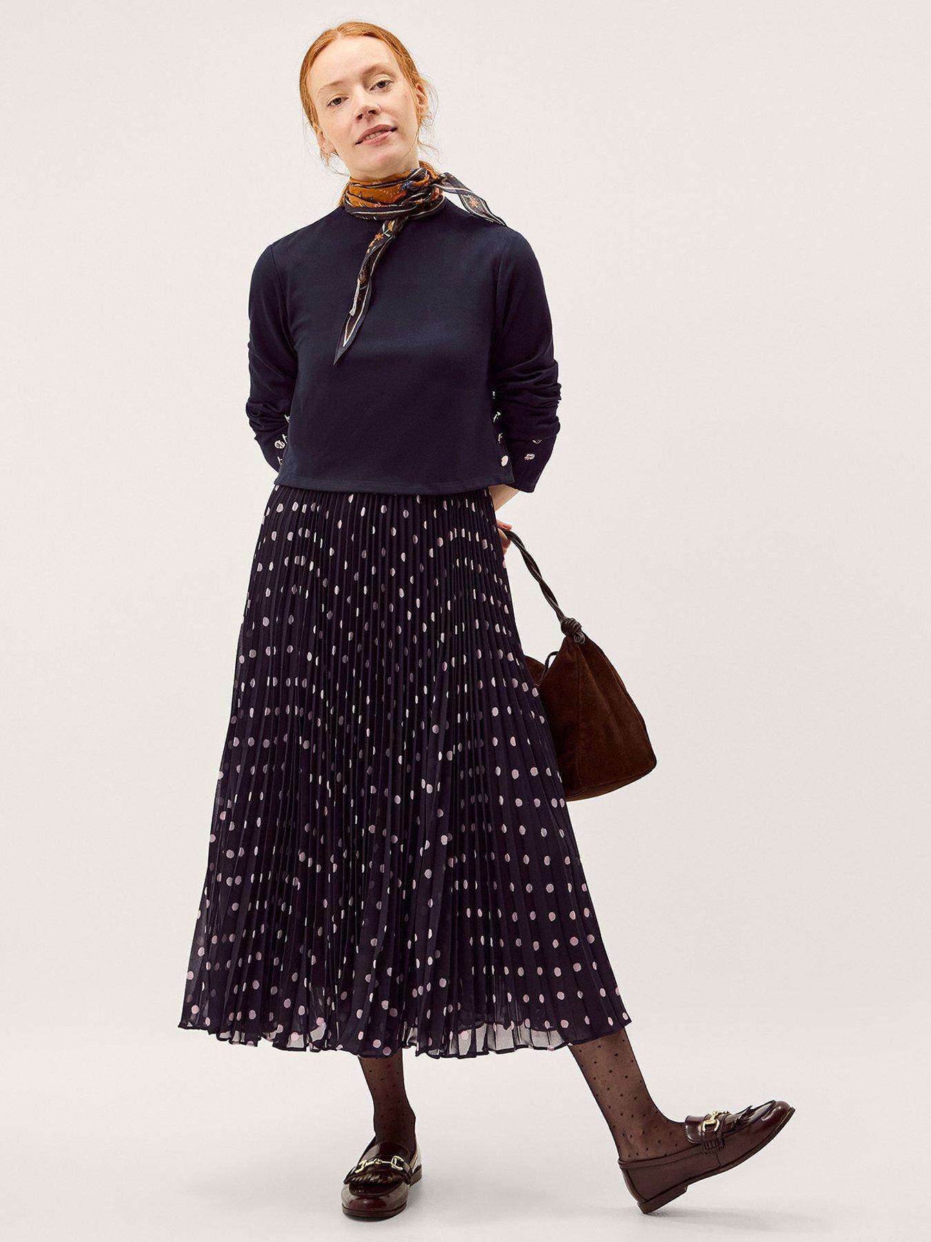  image of monsoon-daisy-spot-dress-blue